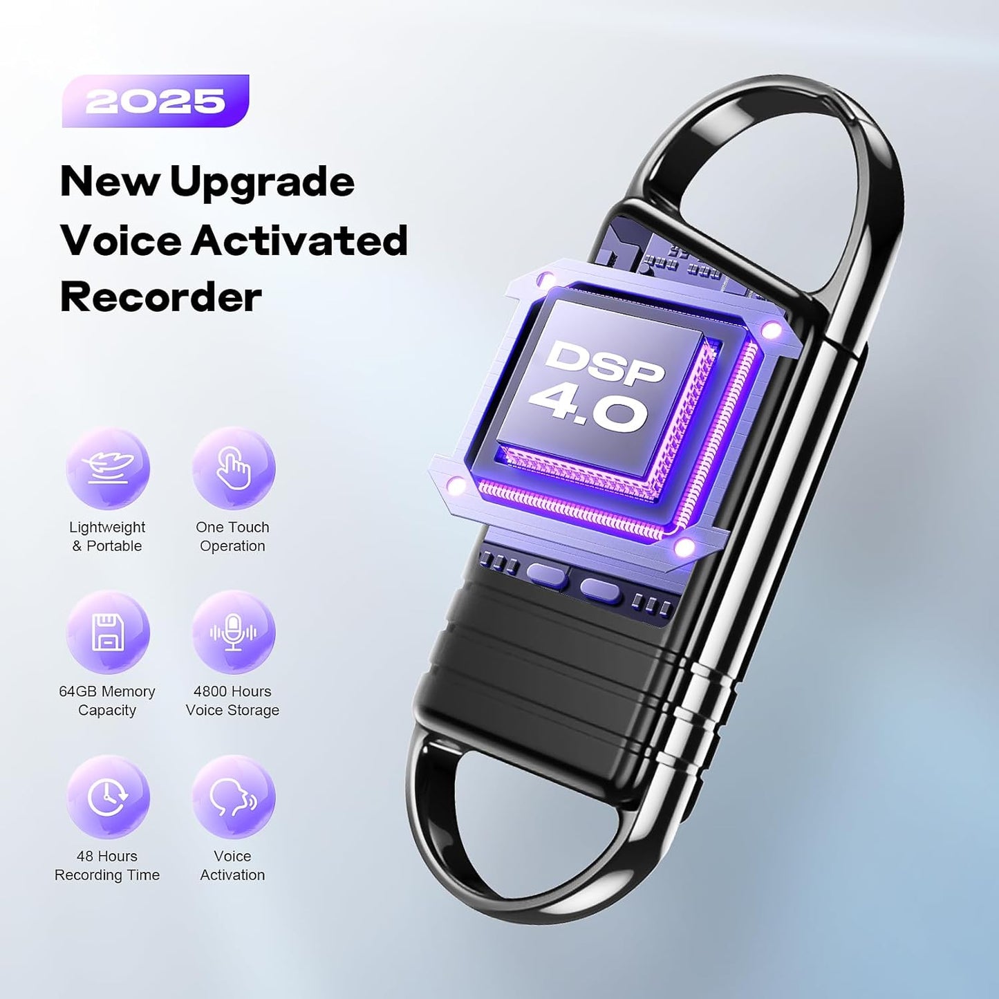 64GB Digital Voice Recorder - Xelarvex Voice Activated Recorder AI-Intelligent Noise Reduction, 4800 Hours Recording Device, Audio Recorder for Lectures/Meetings/Interviews