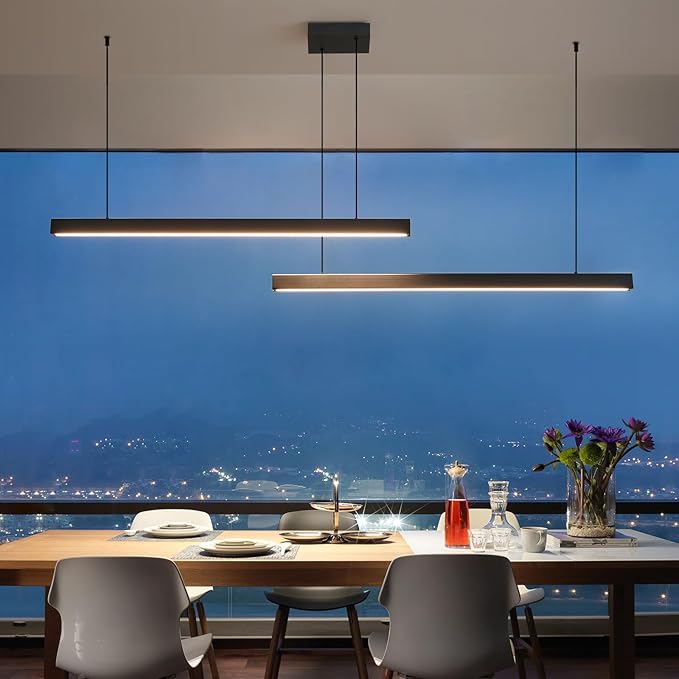 Linear Pendant Light Fixtures, LED Island Lights with Remote, Modern Pendant Light for Kitchen Island Dining Room Billiard Room Office Bar, 3000k-6000k Dimmable