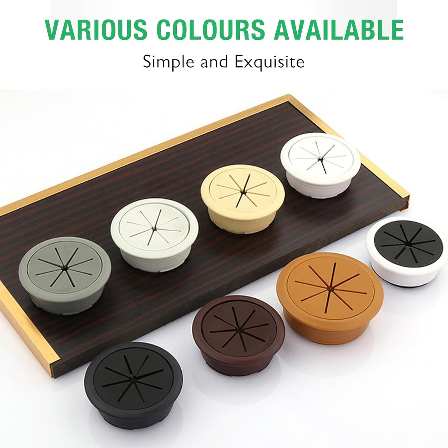 2 Pcs Desk Grommet 2-3/8" / 60 mm, Desk Hole Cover for Cables Coffee, Cable Grommet ABS Plastic, Desk Hole Grommet for Home & Office Pc, Detachable Cable Cord Organizer