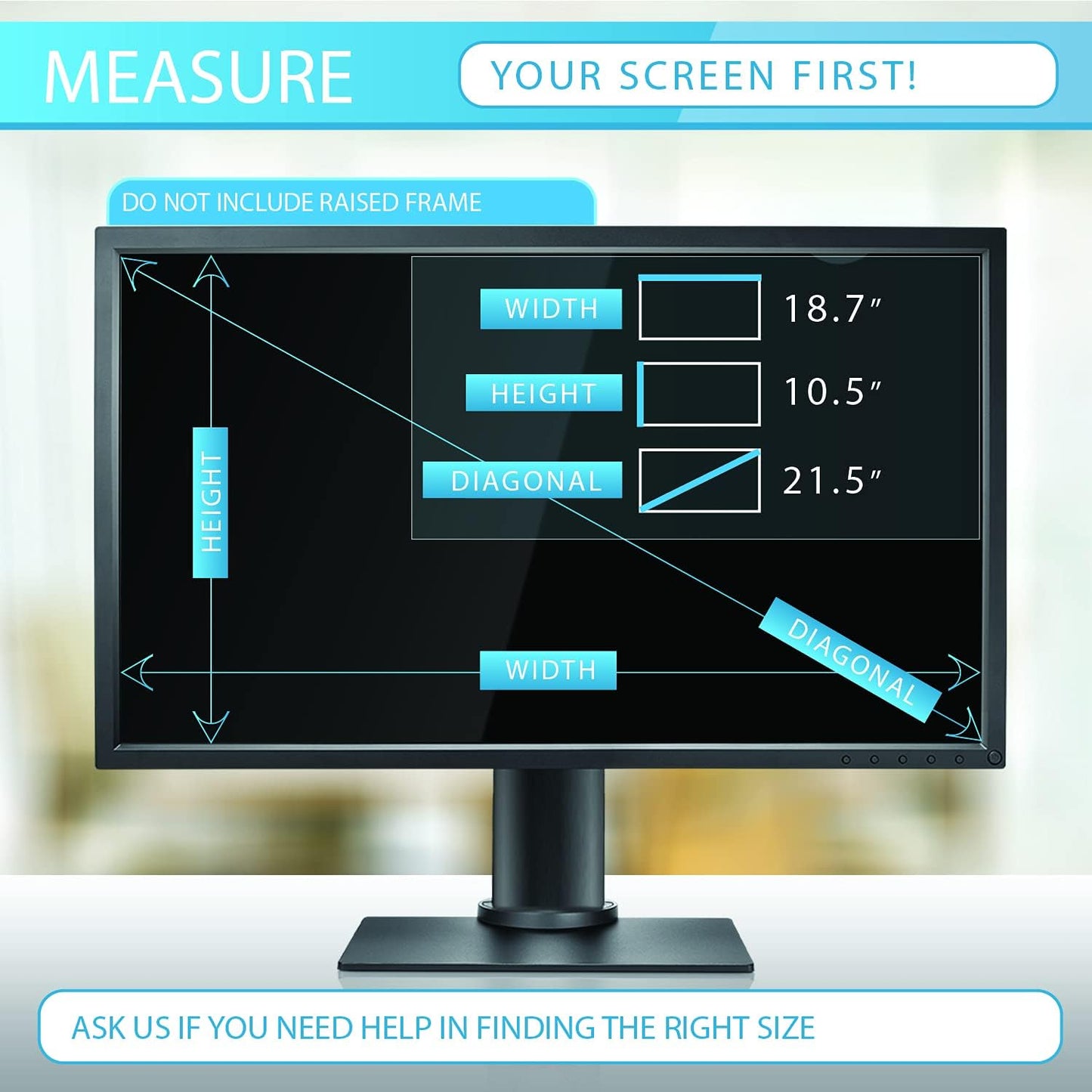 Privacy Screen Filter for 21.5 Inches (Screen Measured Diagonally) Desktop Computer Widescreen Monitor, Screen Filter size is 18.7 inch width x 10.5 inch height