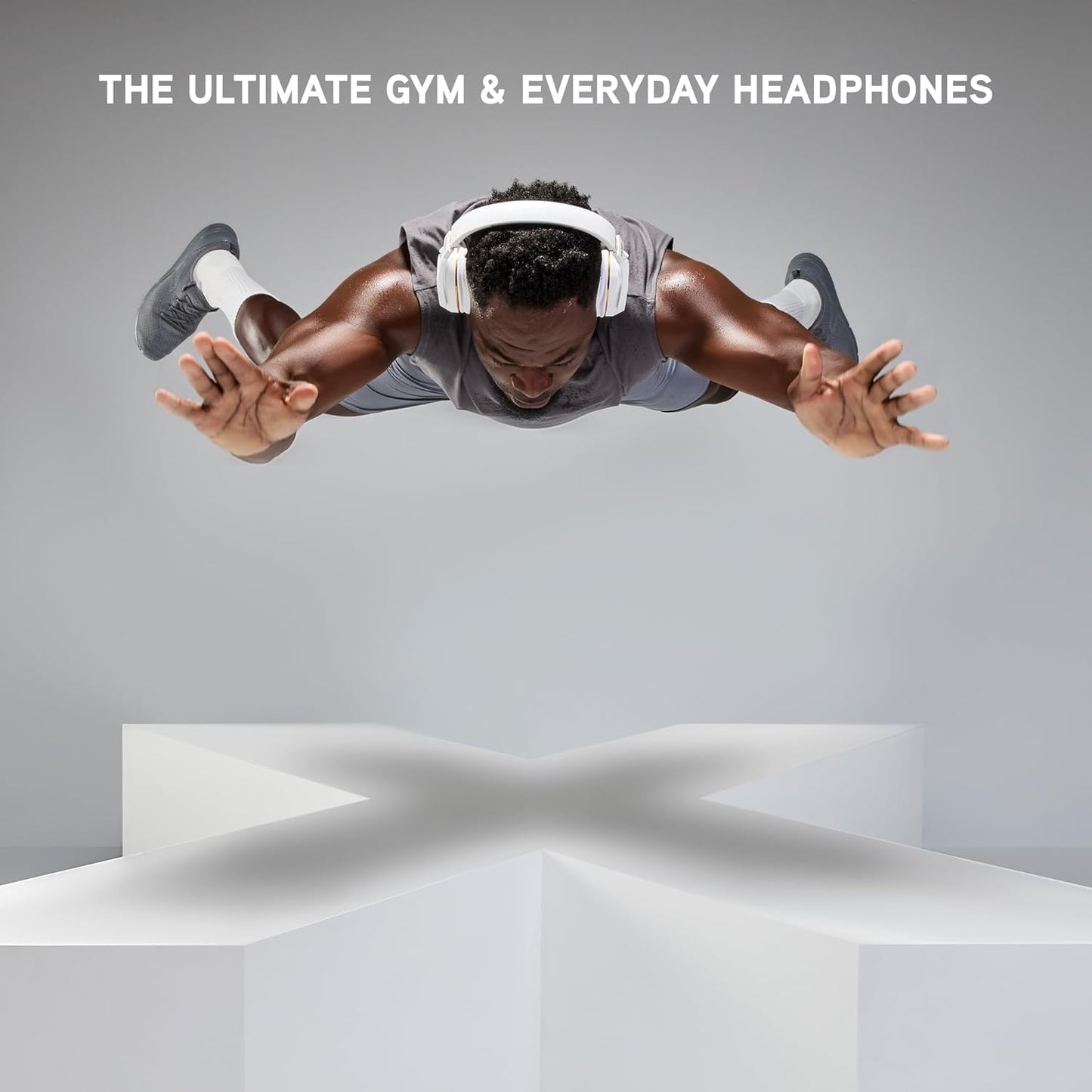 BlueAnt Pump X - The Gym Headphones | Sports Headphones | Cushioned & Cooling Ear Pads | (ANC) Active Noise Cancelling/Advanced Transparency | Wireless | Up to 58hr Play Time (Black | Silver)