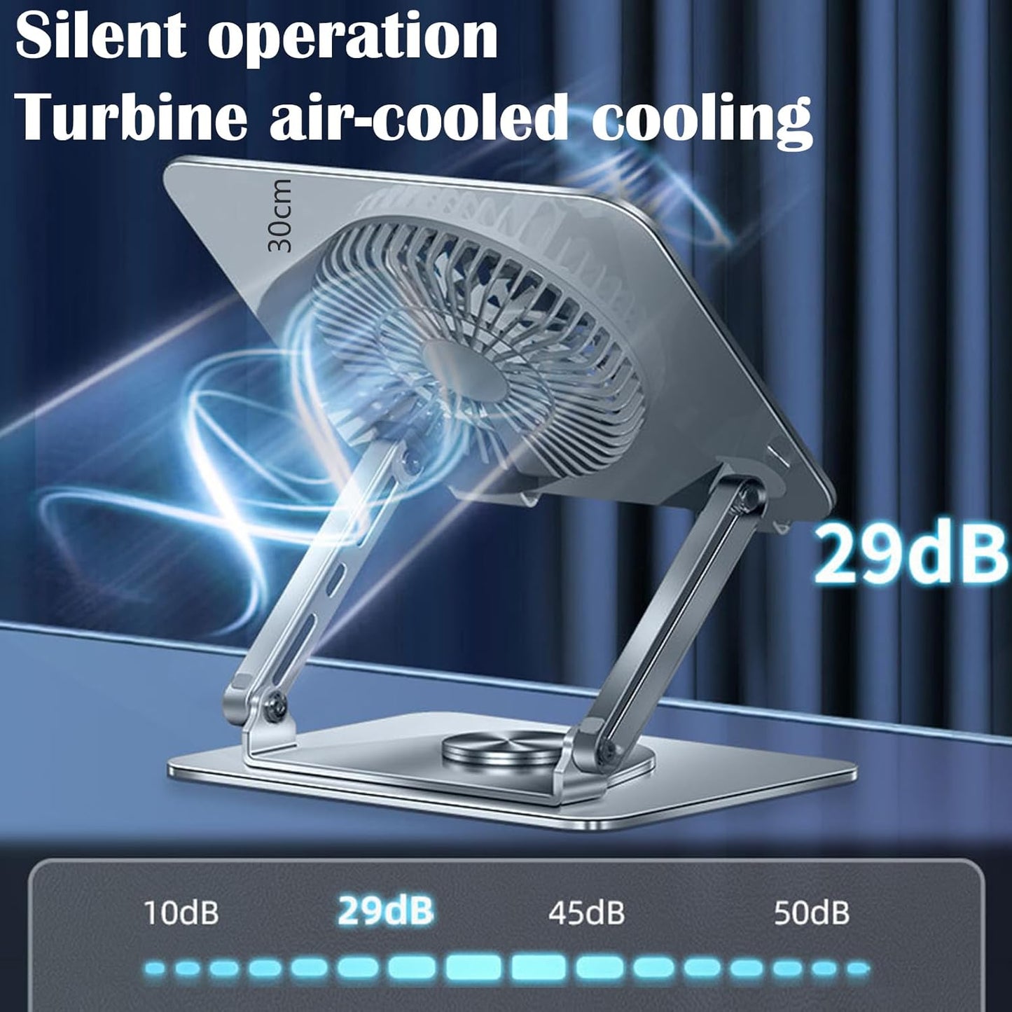 Laptop Cooling Pad 360° Rotating Laptop Stand with 5" Turbo Cooling Fan, 2 Adjustable Angle and 0-12 inches Tall Adjustable Cooling Pad Fits 10-17.3" laptops Pads