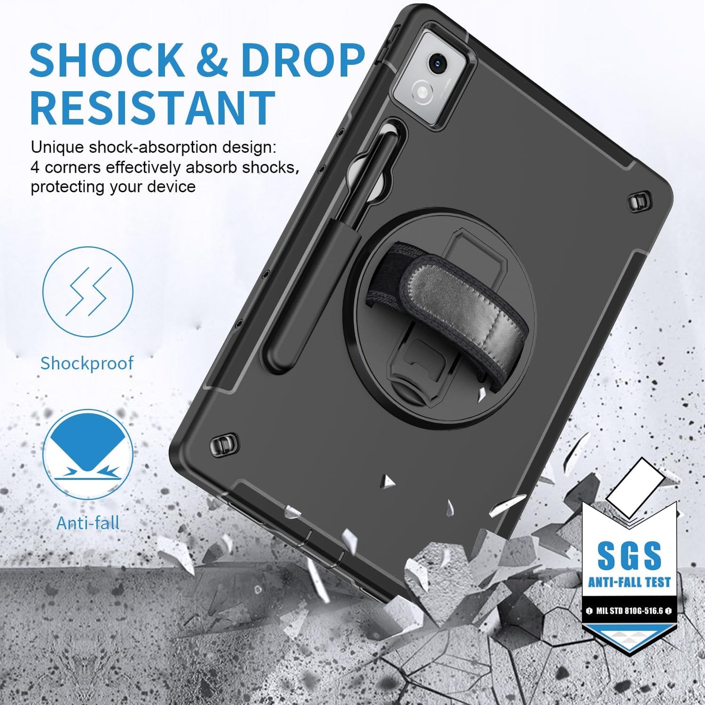 ZenRich Rugged Case for Lenovo Idea Tab Pro 12.7inch,Heavy Duty Shockproof Protective Case w/ [360 Rotating Kickstand] [Hand Strap][Shoulder Belt] for Lenovo Idea Tab Pro 2025 Realease Black