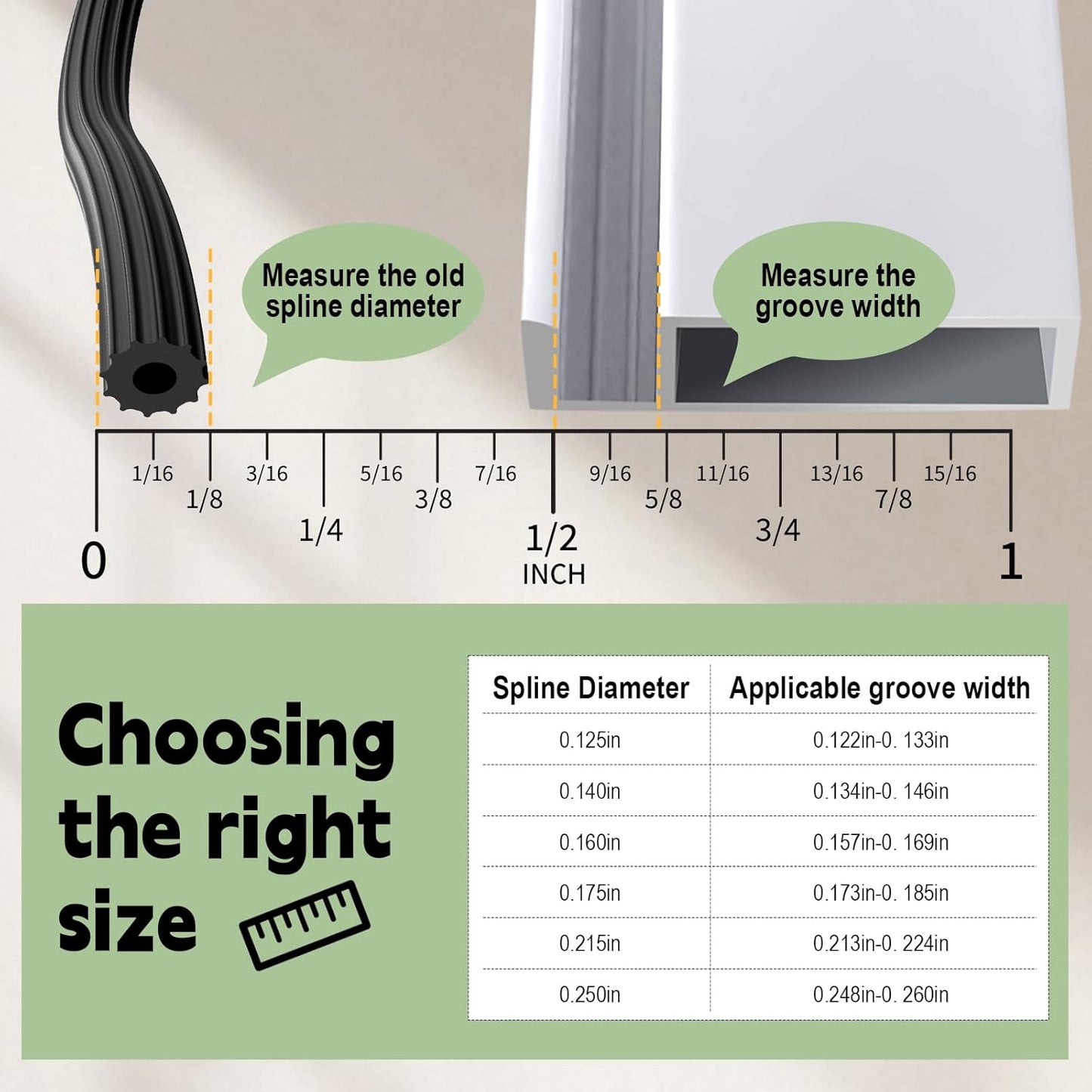 [Patio Door Specialty] FLYZZZ Screen Spline 0.250" (1/4"), 25 ft | for Extra Wide Channels on Sliding Screen Doors ONLY | NOT for Standard Windows (See Guide)