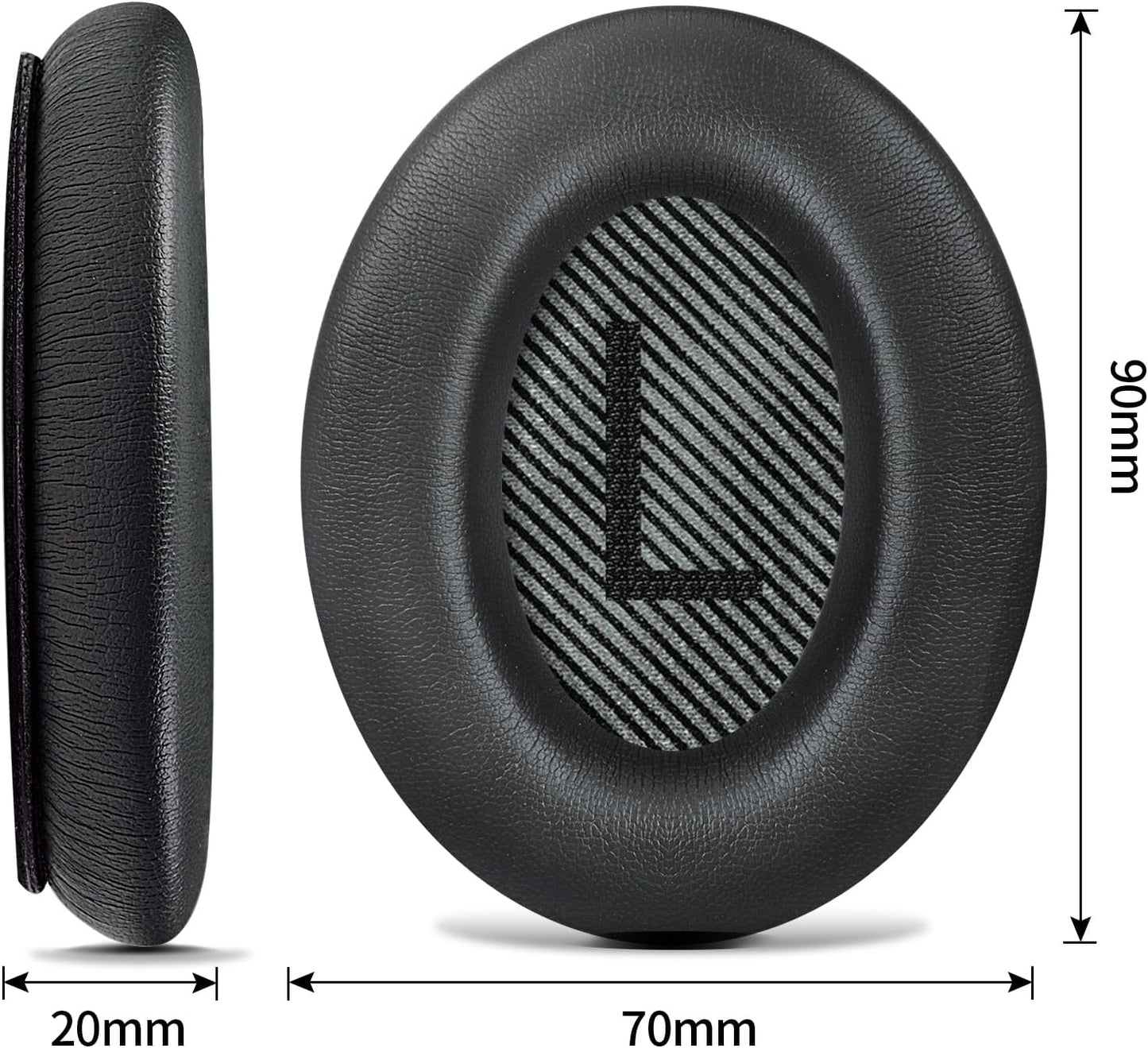 Headphones Replacement Ear Pads, Protein Leather earpad Cushions for Bose Quiet Comfort QC35 Headphones, Replacement Earpads, Softer Memory Foam - Black