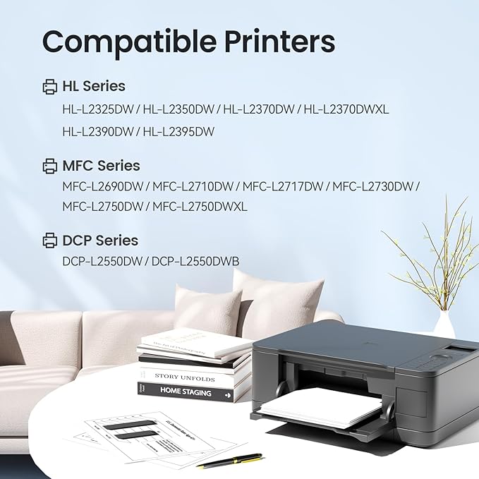 XJI Compatible Toner Cartridges Replacement for Brother TN760 TN-760 TN730 TN-730 High Yield (Black, 2 Pack), for DCP-L2550DW DCPL2550DW HL-L2350DW L2390DW L2395DW MFC-L2710DW MFCL2710DW Printer