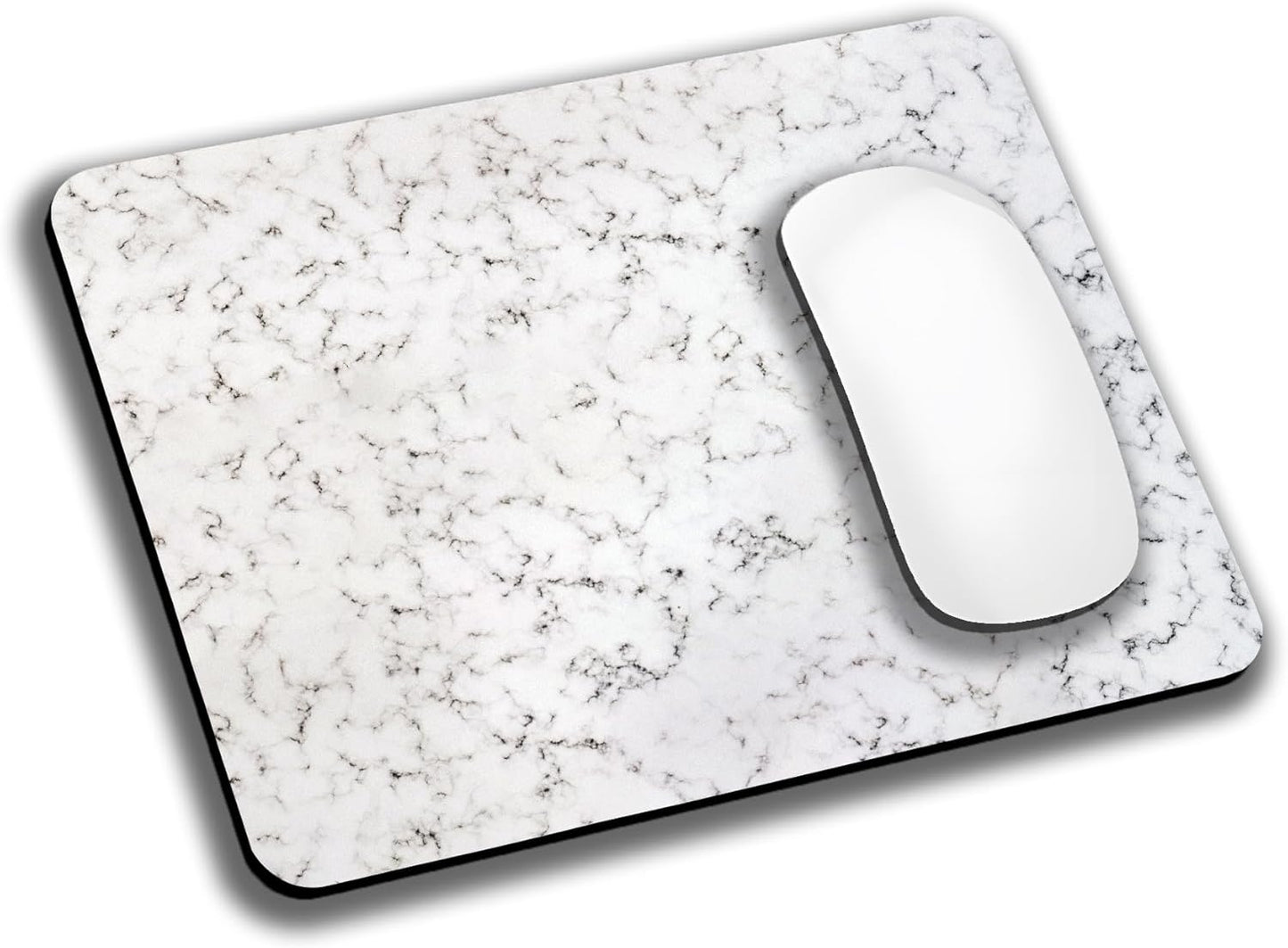White Marble Black Texture Mouse Pads for Desk, Portable Wireless Computer Mouse pad Small Design with Women, Non-Slip Rubber Base Laptop Mousepad 9.5" x 7.9" Smooth Surface for Office & Travel