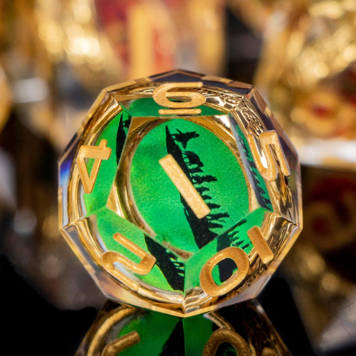 Magic Golden Ring DND Dice Set Sharp Edge Red Gaze Eye Resin Dice with Box, for use with RPG D&D Tabletop Games Lord D and D Polyhedral Dice Set