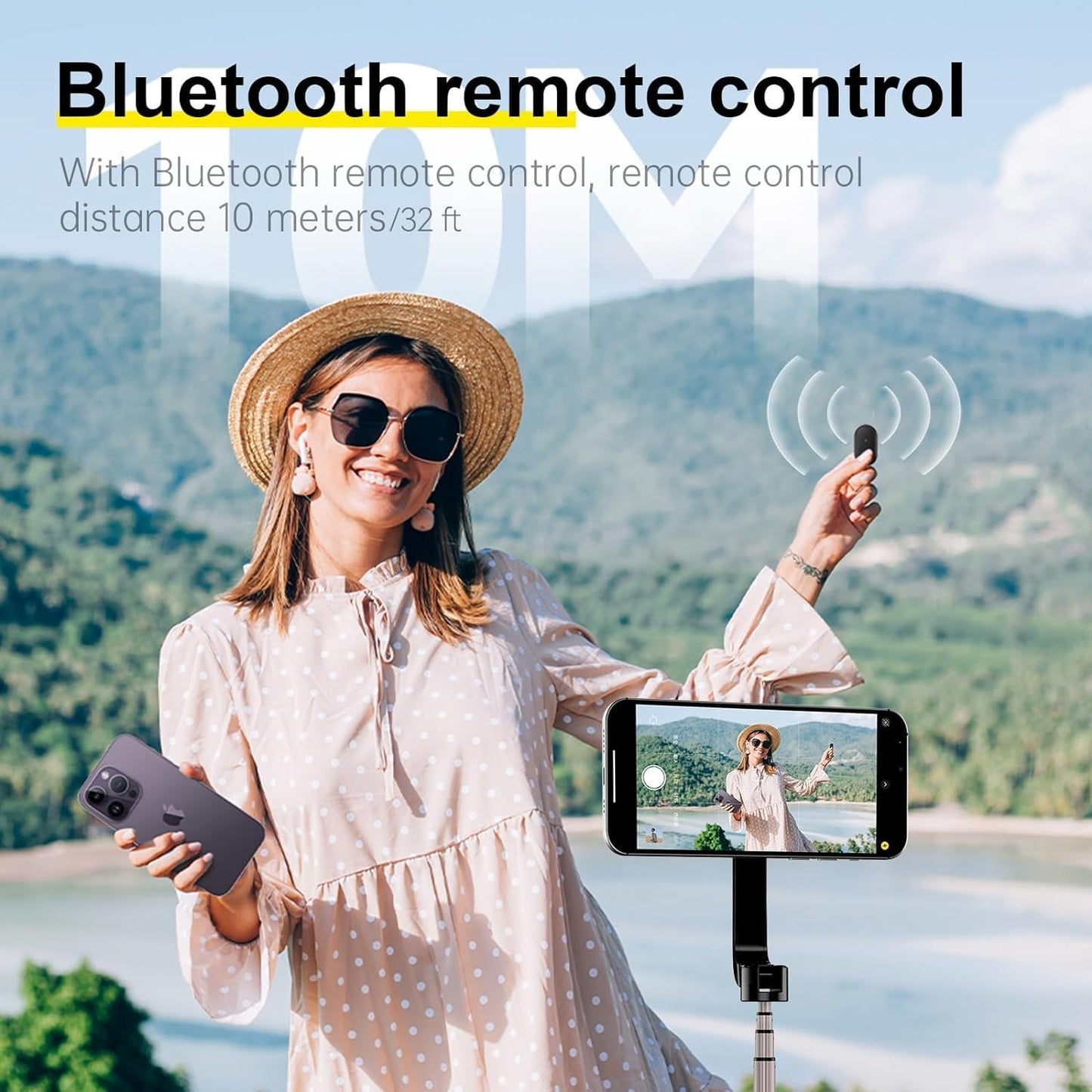Tripod for iPhone, Selfie Stick for iPhone with Remote, Phone Tripod for Recording,Compatible with All Cell Phone and Camera, A67P-C (52")