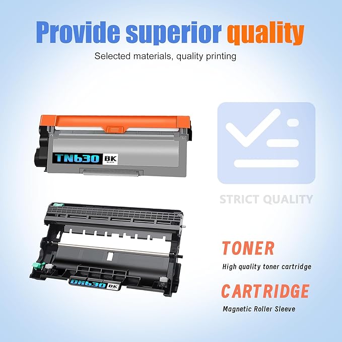 2-Pack TN630 DR630 Black Toner Cartridge and Drum Unit, Replacement for Brother HL-L2300D L2305W L2315DW L2320D L2340DW L2360DW L2380DW MFC-L2680W L2700DW L2705DW L2720DW L2740DW DCP-L2520DW Printer