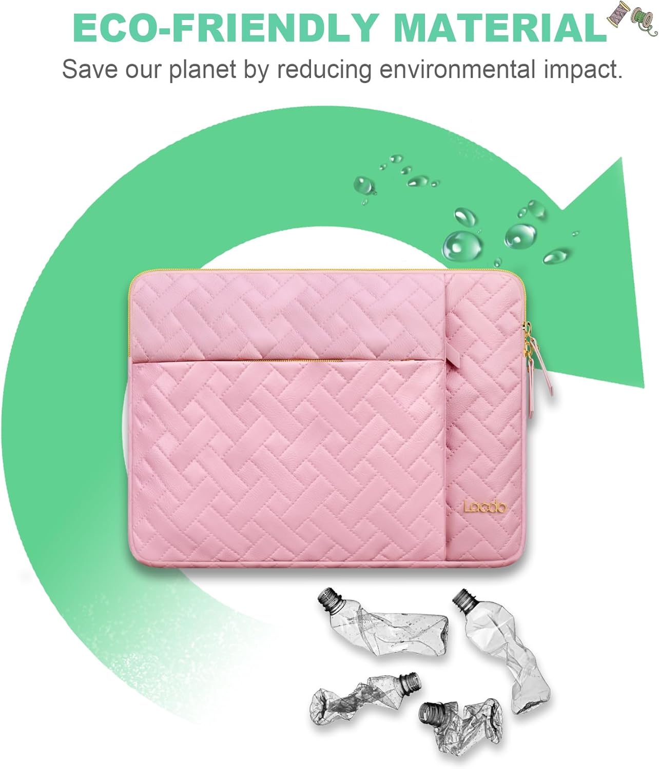 Lacdo 14 Inch Laptop Sleeve Case for HP Lenovo Dell ASUS Chromebook 14 / HP Pavilion Stream 14 / Dell Inspiron 14 / Lenovo IdeaPad 14 / Aspire/ASUS ZenBook Computer Bag Water-Resistant, Sakura Pink