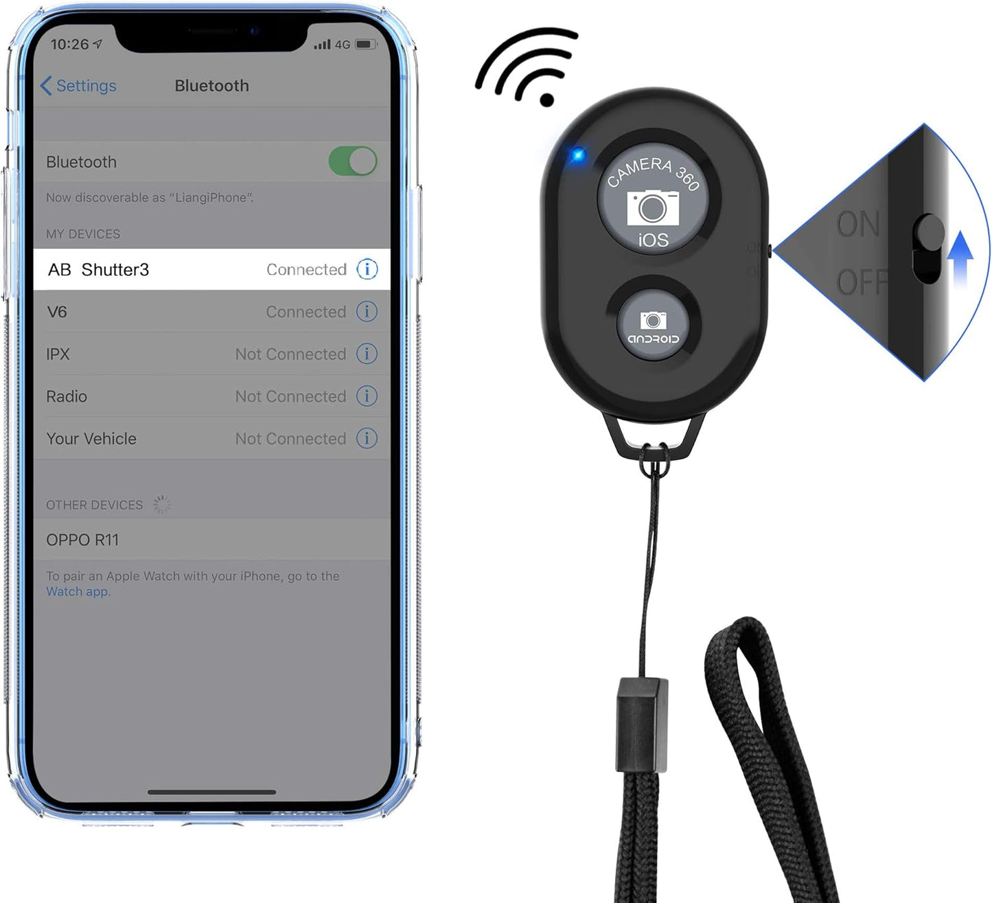 Wireless Camera Remote Shutter for Smartphones (2 Pack), Zttopo Wireless Phone Camera Remote Control Compatible with iPhone/Android Cell Phone - Wrist Strap Included Black&White