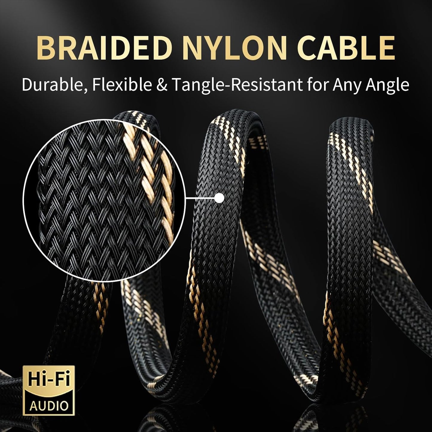 10 AWG Audiophile HiFi Speaker Audio Cable–4N OFC Core,24K Gold-Plated Banana Plugs with Nylon Braid,Compatible with Amplifier,Speakers,AV Receiver & Home Theater(8.20ft/2.5m) 2-Pack