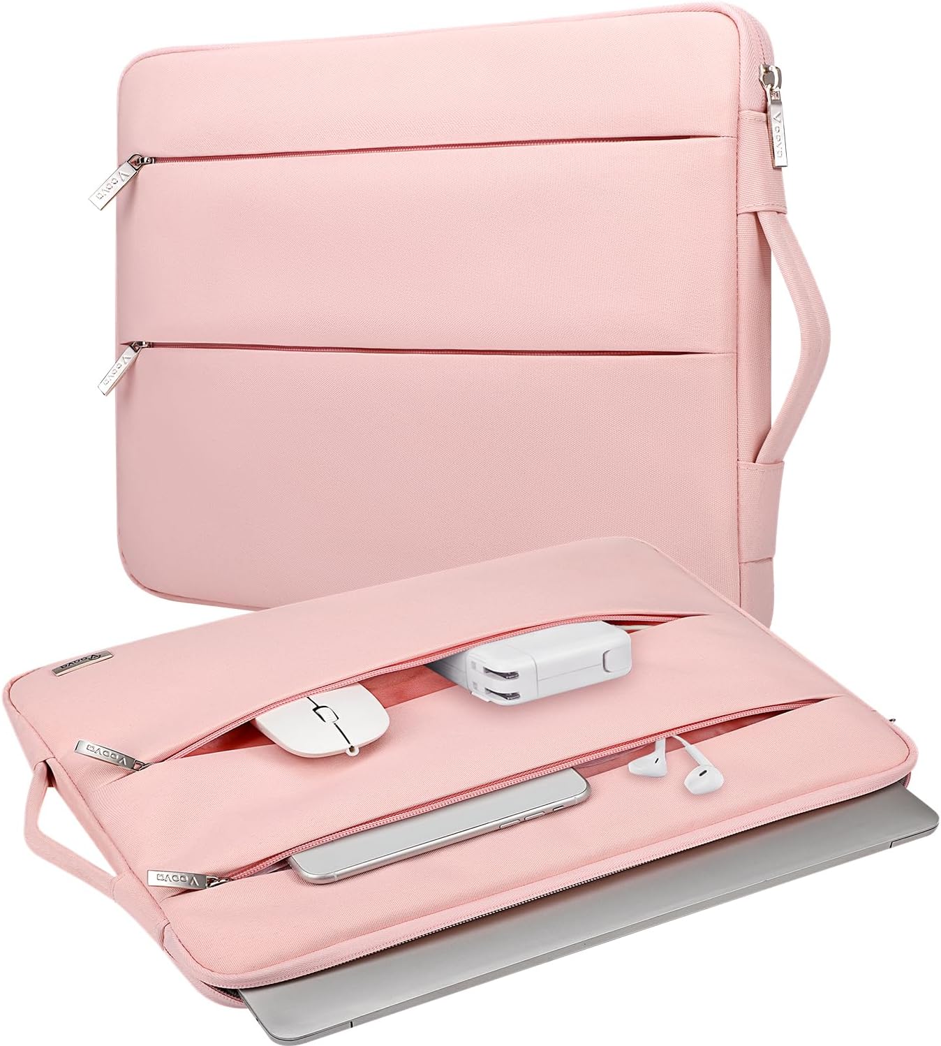 Voova Laptop Sleeve Carrying Case 14 15 Inch Compatible with MacBook Air 15 M2/M3/M4 2022-2025, MacBook Pro 15, Hp Chromebook 14, Waterproof Slim Computer Cover Bag,Sakura Pink