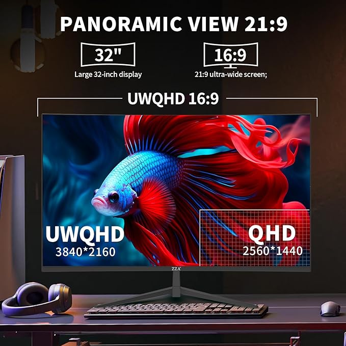 ZZA 32 Inch Curved Monitor 4k, Computer Screen 60HZ 4k UHD(3840 * 2160P) 3000R VA Panel, Gaming Monitor 4K AMD Freesync, 100% sRGB HDR10 Wall Mountable Installs(HDMI 2.0/DP 1.4 * 2)