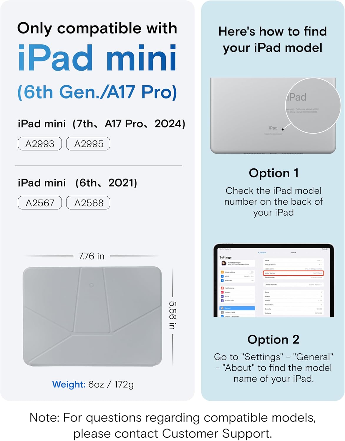 MOFT Dynamic Folio Case for iPad mini 7 A17 Pro (2024), iPad mini 6 (2021), Silm Magnetic Stand Case with 20+ Viewing Angles, Auto Wake/Sleep, Ultra Thin, Cement x Sapphire