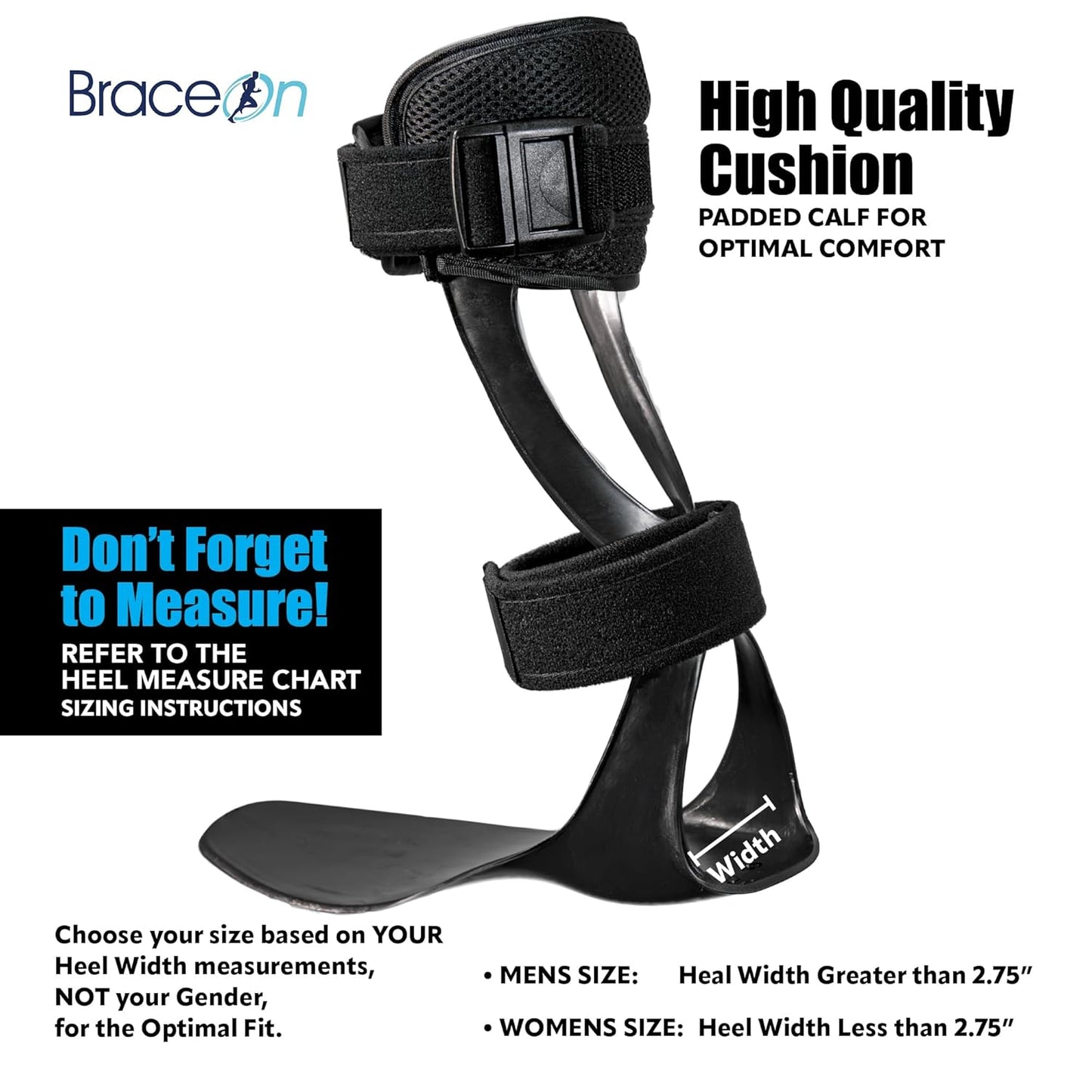 Brace On AFO S-Type - Drop Foot Stabilizer Brace, Moldable, Trimmable, Lightweight Polyethylene, Braces for Men, AFO Brace and Foot Drop Braces, Boot for Injured Foot, Men, Right