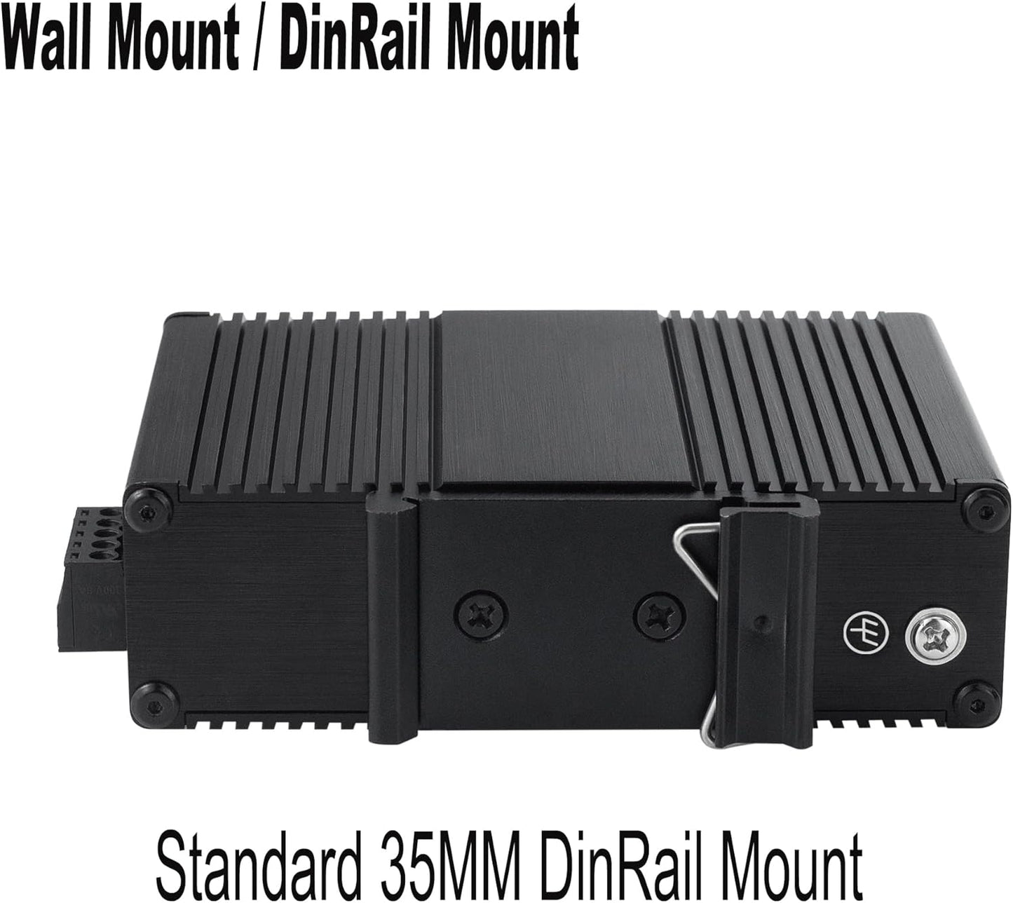 Industrial Mini Gigabit Ethernet Switch 3-Port RJ45 10/100/1000BASE-T+1-Port SFP Slot,Unmanaged Network Switch,Network Hub,Dinrail Mount or Wall-Mount,Plug & Play,Fanless (3 RJ45+ 1SFP)
