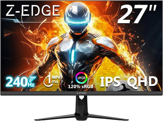 Z-Edge 27 Inch 240Hz Gaming Monitor, 2K QHD 1440P, Fast IPS Computer Monitor, 1ms MPRT, 120% sRGB, 400nits, UG27QS 2X DP 1.4 Ports and 2X 2.0 HDMI Ports