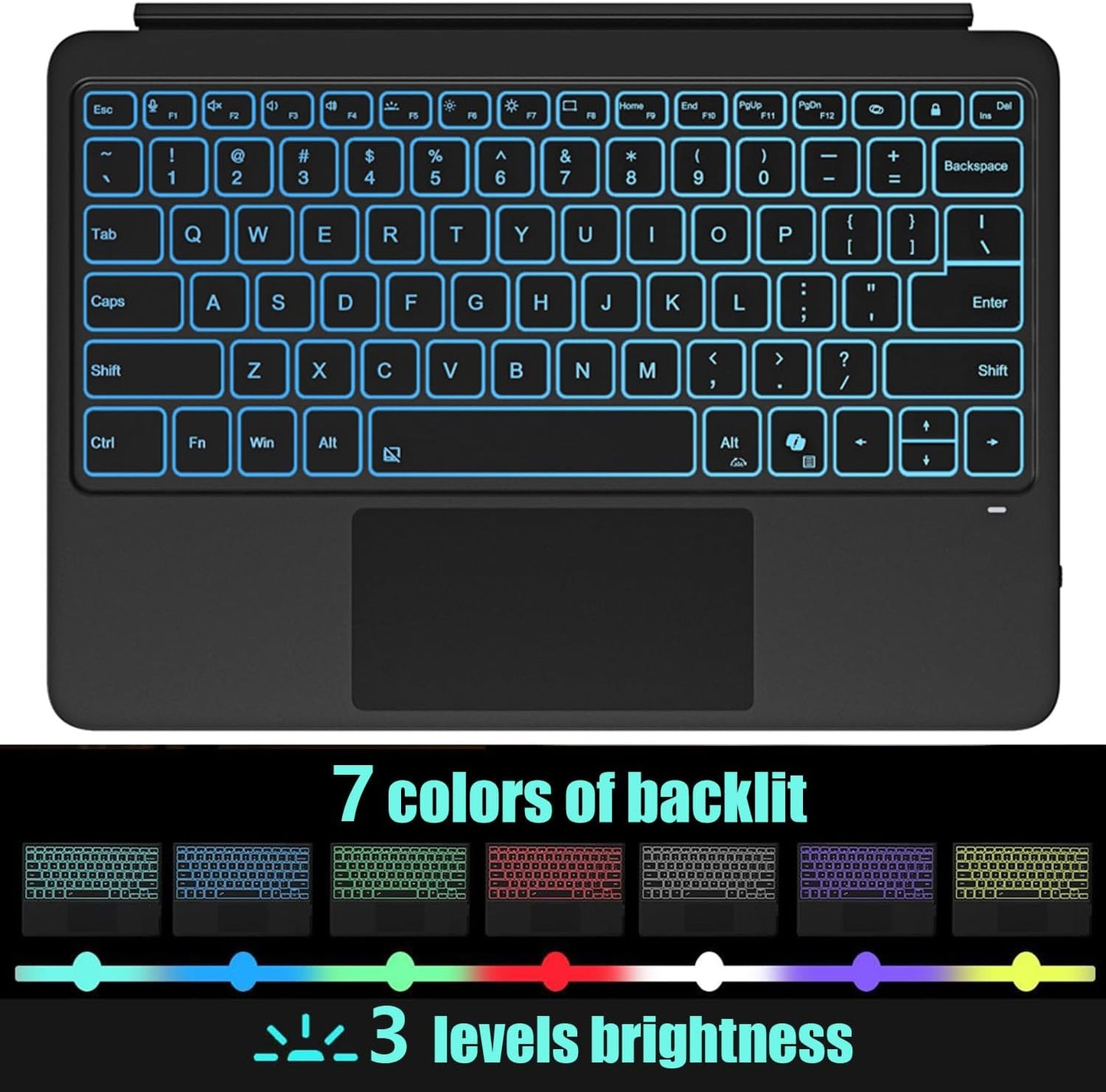 Magnetic Bluetooth Keyboard Cover for Surface Pro 12" 1st 12 inch Laptop Released in 2025 with Backlit (Black)