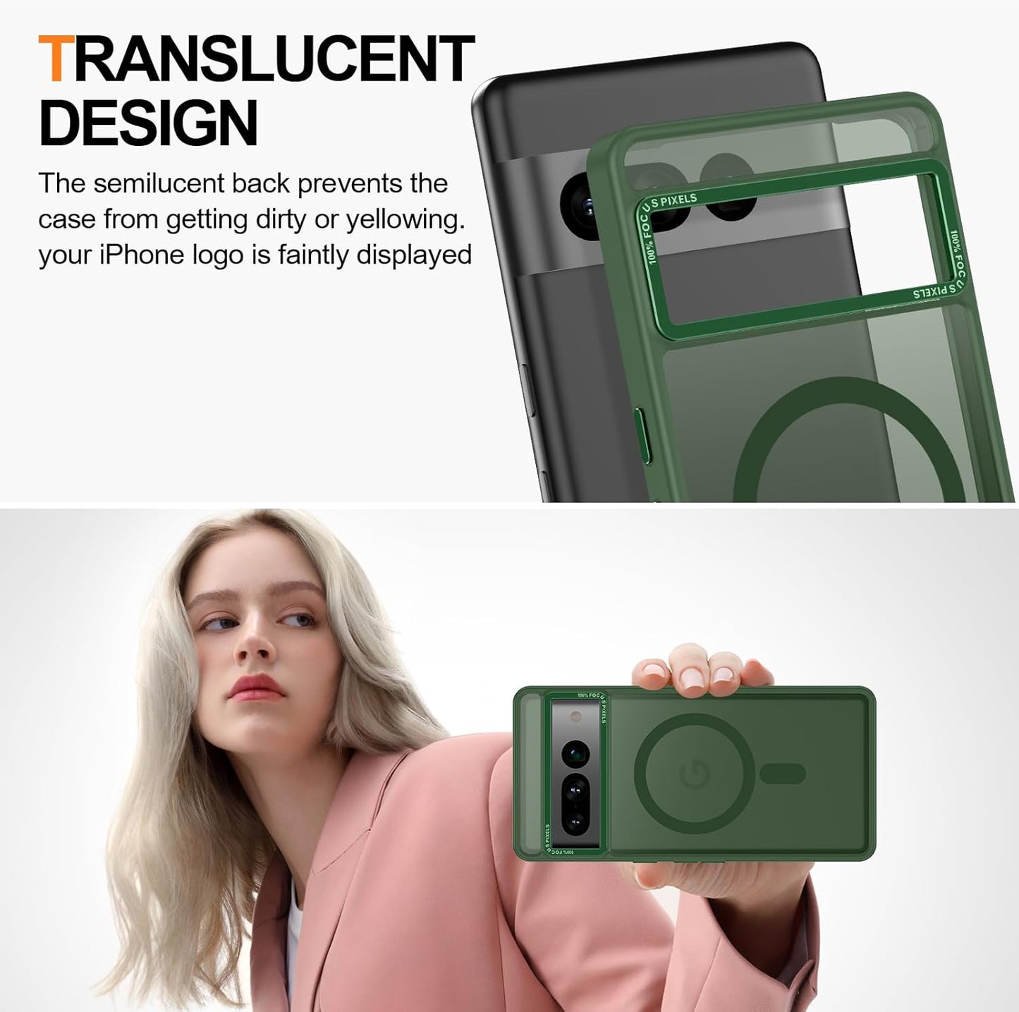 Magnetic for Google Pixel 7 Pro Case, [Military Grade Drop Protection] [Compatible with MagSafe] Shockproof Slim Translucent Matte Anti-Slip for Women Girls Men Case, Forest Green