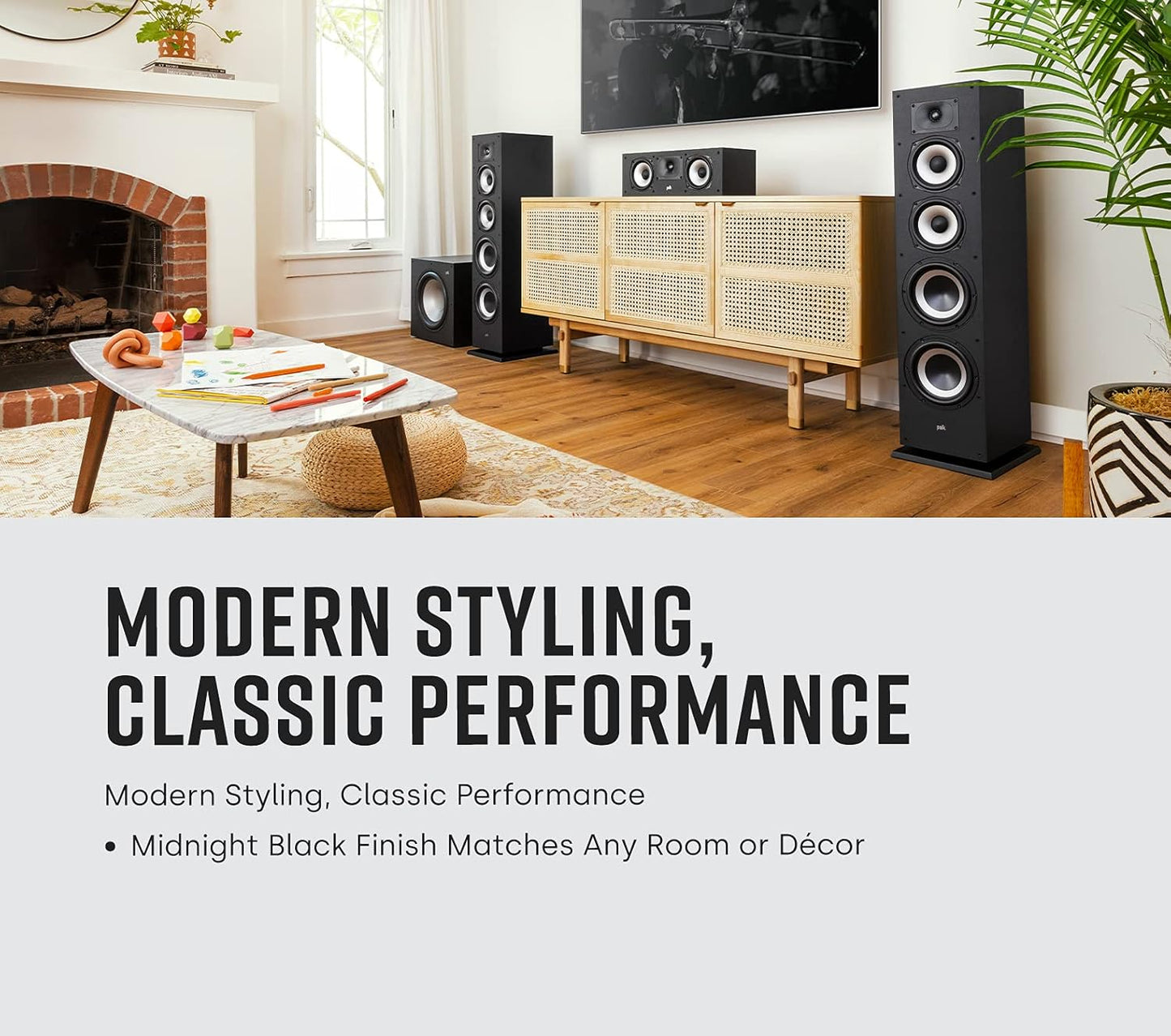 Polk Monitor XT30 Compact Center Channel Speaker - Hi-Res Audio Certified, Dolby Atmos & DTS:X Compatible, 1" Terylene Tweeter & Dual 5.25" Dynamically Balanced Woofer, Midnight Black