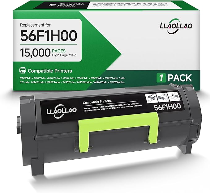 56F1H00 Toner Replacement for Lexmark 56F1H00 56F1000 Black Toner Cartridge High Yield for MS321 MS521 MS421 MS621 MS622 MX321 MX421 MX521 MX522 MX622 Laser Printer (15,000 Pages)
