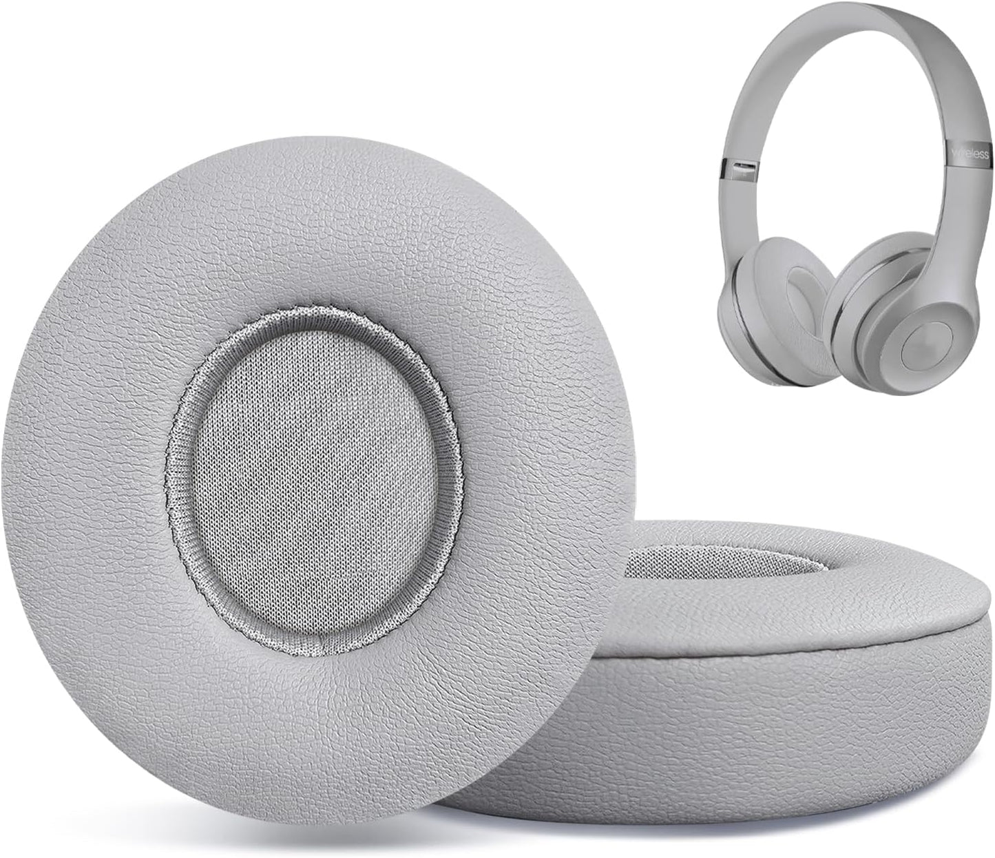 Replacement Ear Pads for Beats Solo 2 & Solo 3 Wireless On-Ear Headphones, Ear Cushions, Headset Earpads, Ear Cups Cover with Soft Protein Leather (Grey)