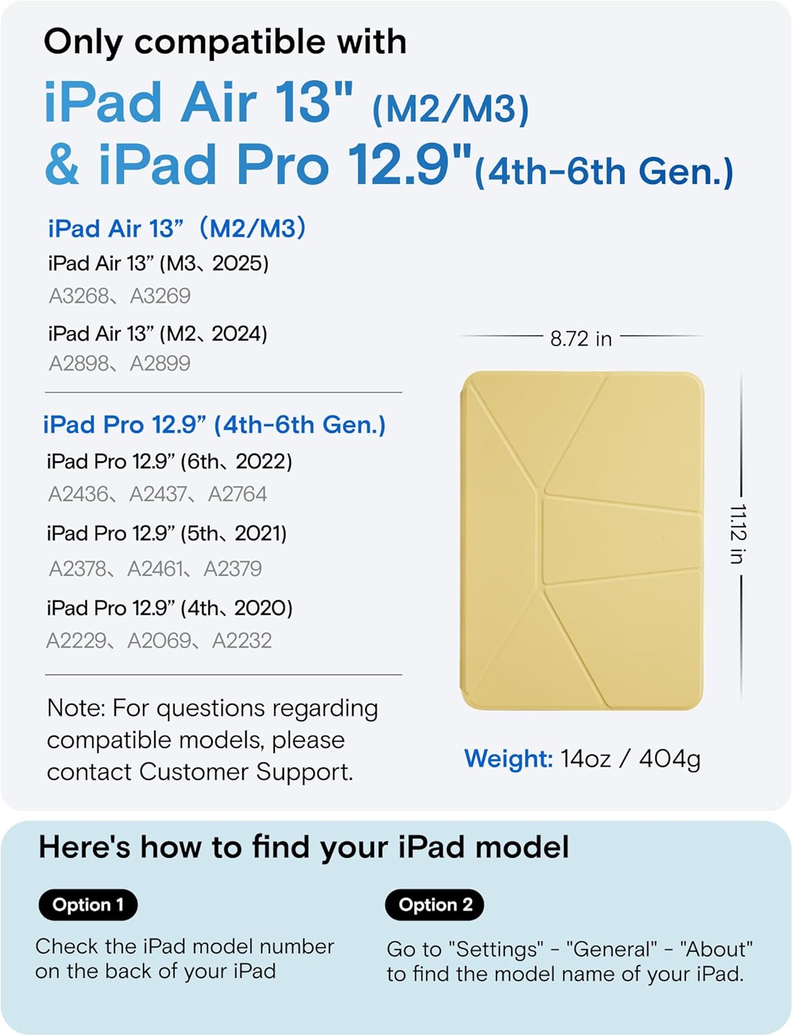 MOFT Dynamic Folio Case for iPad Air 13 Inch M3/M2 (2025/2024), iPad Pro 12.9 6th/5th/4th Gen, Silm Magnetic Stand Case with 20+ Viewing Angles, Auto Wake/Sleep, Ultra Thin, Panna Cotta x Faded Jeans