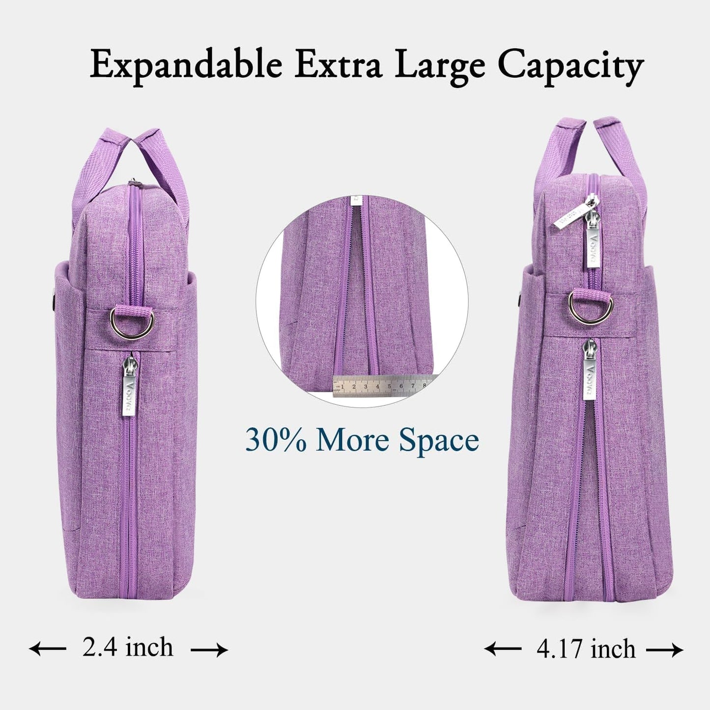Voova Laptop Bag Case 15 15.6 16 Inch, Computer Sleeve Messenger Bag with Shoulder Strap Expandable Waterproof Business Briefcase for Men Women to Work Travel School, Fit 14-16 Inch Laptop, Lavender