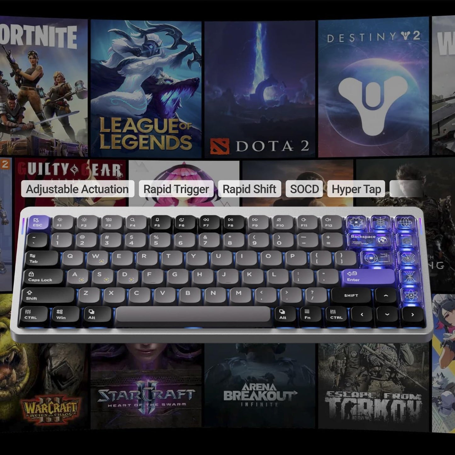 nuphy Air75 HE Rapid Trigger Wired Custom Magnetic Gaming Keyboard,RGB HotSwap, 84 Keys 75% Layout Adjustable Actuation Esports Low-Profile Hall Effect Keyboard (Magnetic Jade Switch)