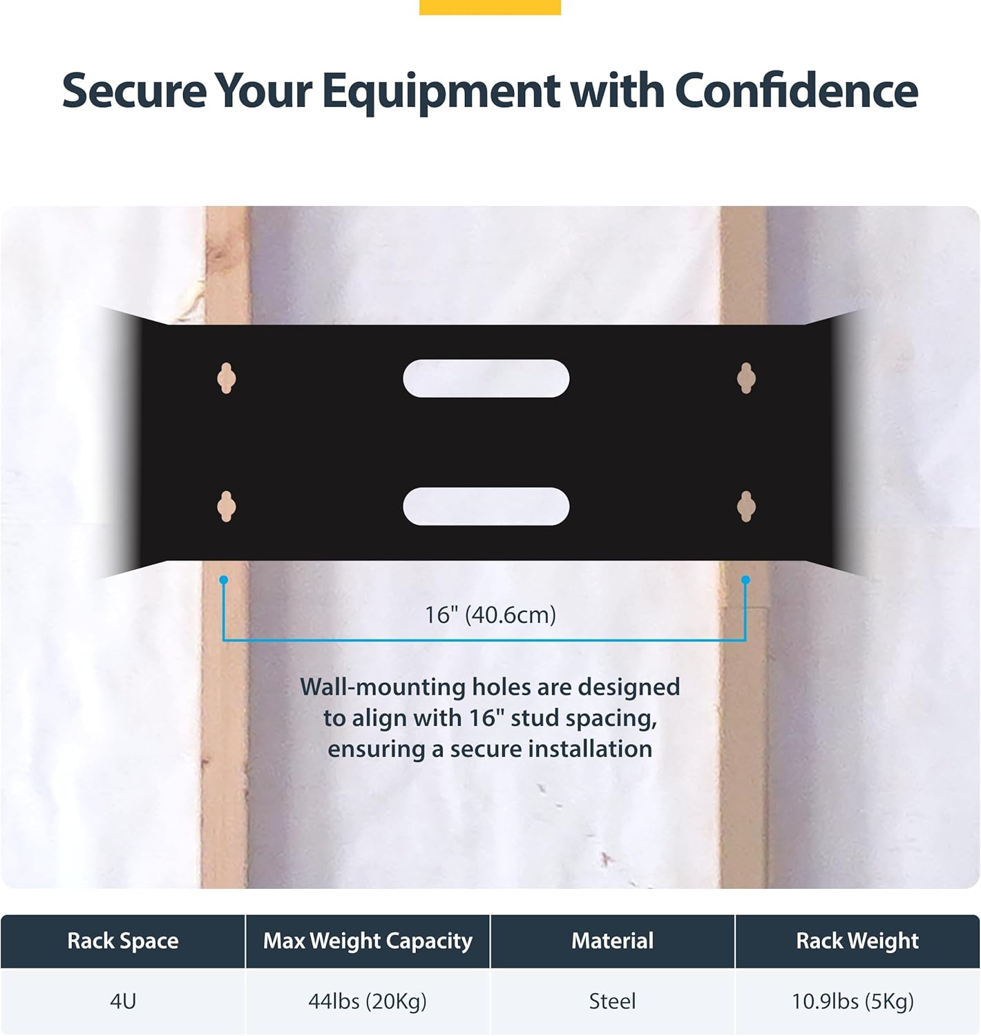 StarTech.com 4U Wall Mount Network Rack - 14 Inch Deep (Low Profile) - 19" Patch Panel Bracket for Shallow Server and IT Equipment, Network Switches - 44lbs/20kg Weight Capacity, Black (WALLMOUNT4)