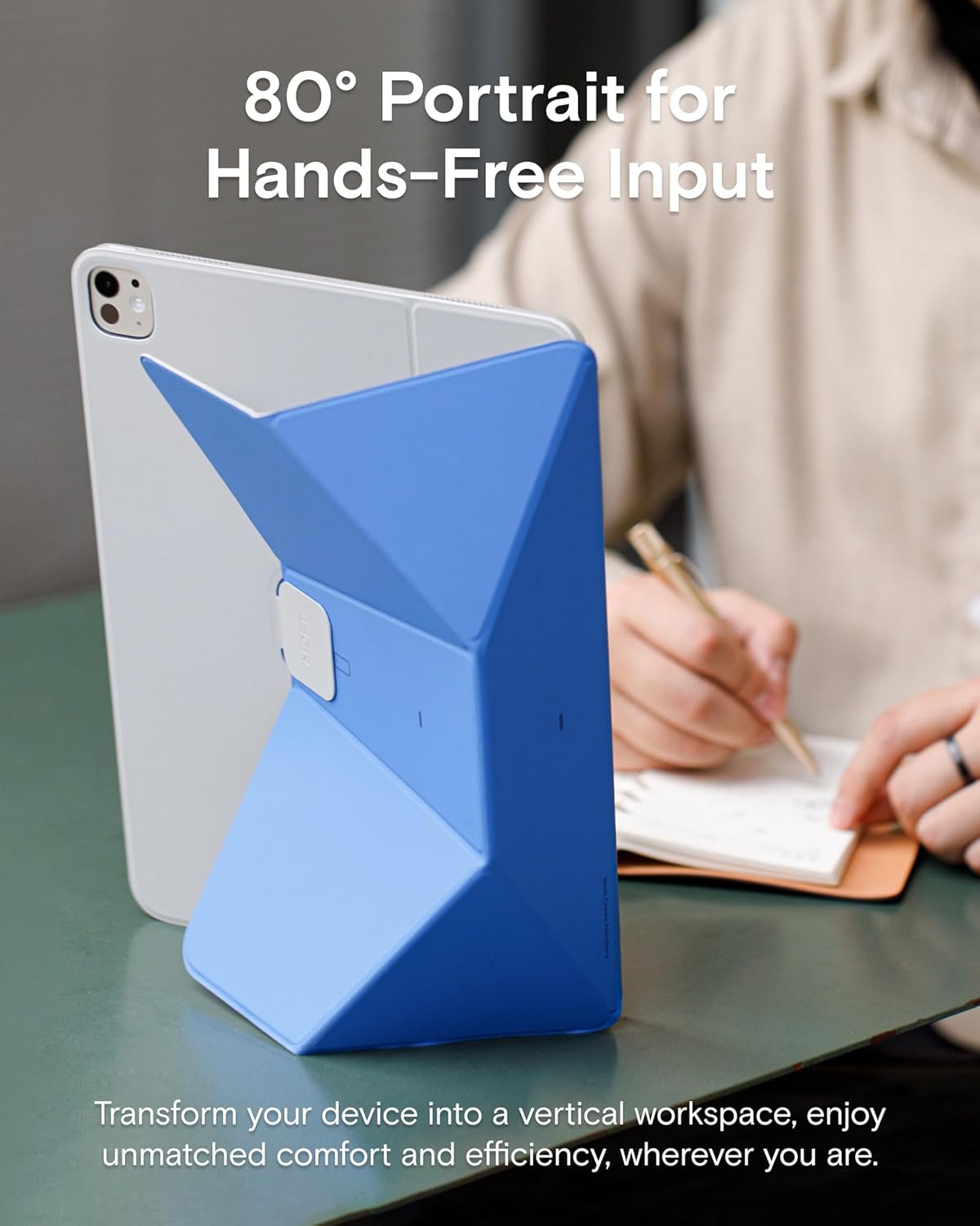 MOFT Dynamic Folio Case for iPad Air 13 Inch M3/M2 (2025/2024), iPad Pro 12.9 6th/5th/4th Gen, Silm Magnetic Stand Case with 20+ Viewing Angles, Auto Wake/Sleep, Ultra Thin, Panna Cotta x Faded Jeans