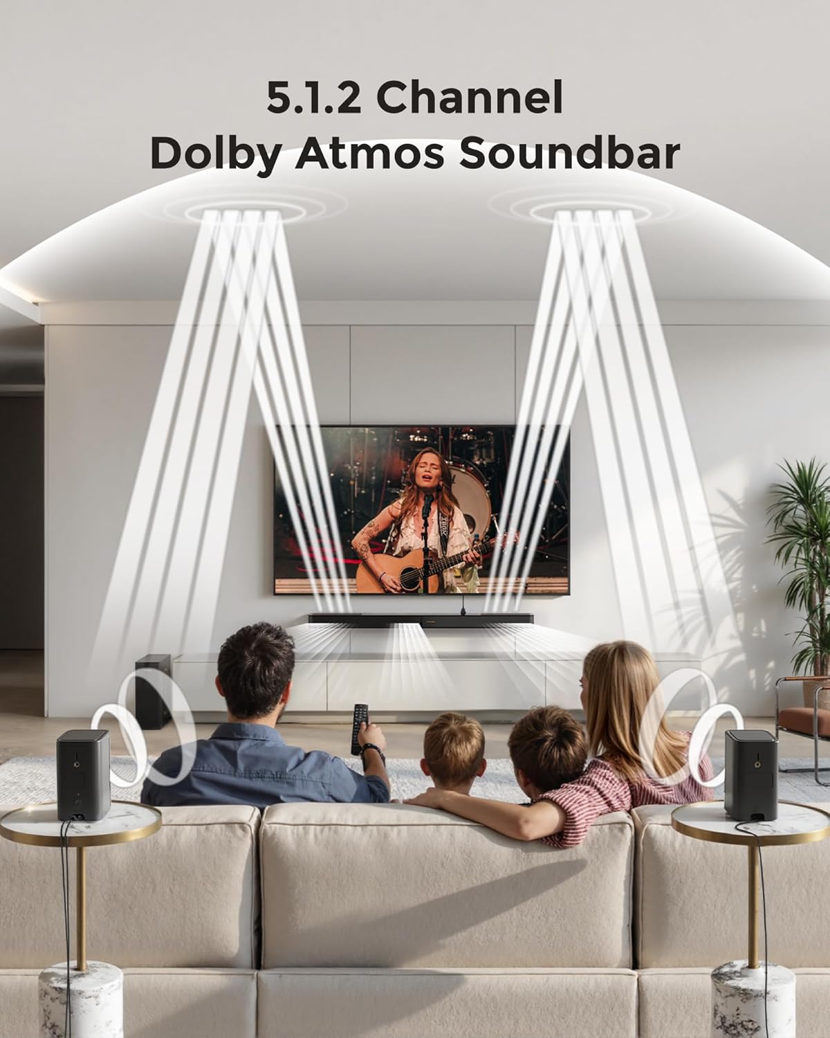 ULTIMEA 5.1.2ch Sound Bar with Dolby Atmos, Surround Sound System for TV with 2 Surround Speakers, Sound Bar for Smart TV, Soundbar with Subwoofer for Home Theater, BT 5.4, HDMI eARC, Skywave F40