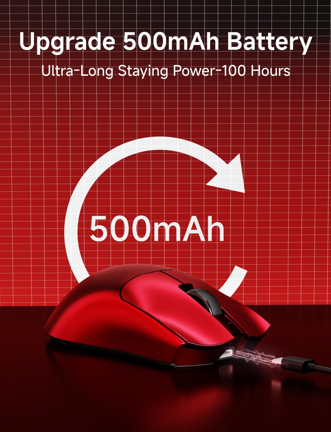 S9 Pro Wireless Gaming Mouse, 59G Ergonomic Computer Mouse, Triple Modes, 8K Polling, 26K DPI, PAW3395 Optical Sensor, Kailh Switch, 250h Battery Life, Programmable for PC/Win/Mac(Red)