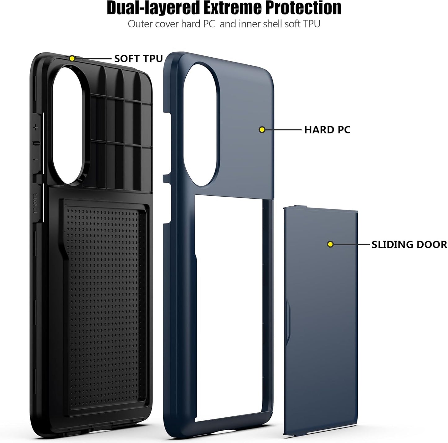 Nvollnoe for Samsung Galaxy S25 Edge Case with Card Holder Dual Layer Heavy Duty Protective Case Hidden Card Slot Slim Wallet Cover for Samsung S25 Edge 6.7''(Blue)