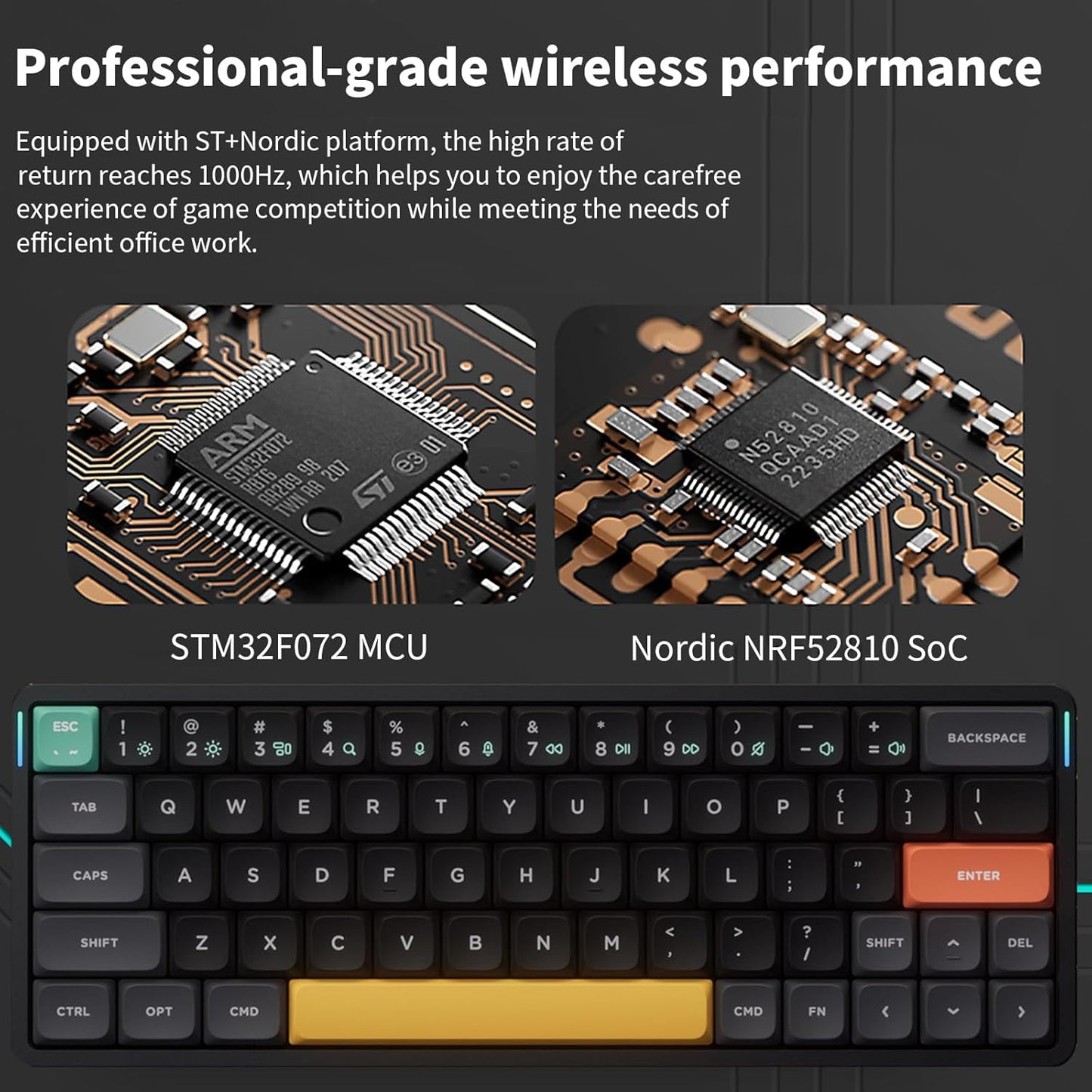nuphy Air60 V2 Portable Wireless Keyboard 60% Low Profile Mechanical Keyboard Support QMK/VIA Compatible with Windows/mac OS/Linux Supports Bluetooth 5.1/2.4GHz/Wired (USB-C) Gateron Aloe Switch