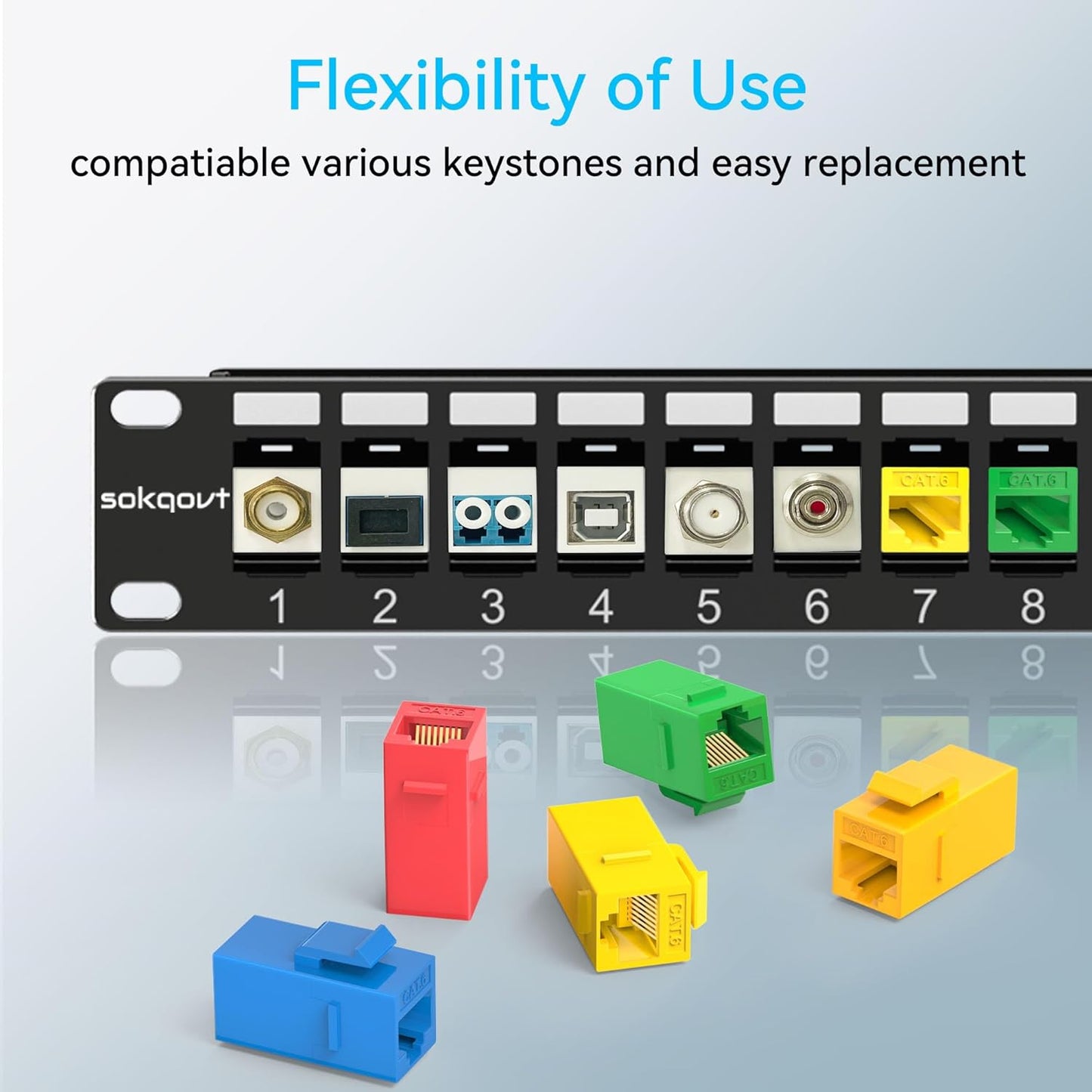 12 Port Mini Blank Keystone Patch Panel With Snap-in Design (4 Pack), Cat6 Network 1U 10 Inch Rack Mount Ethernet (for Slim Keystone Only)