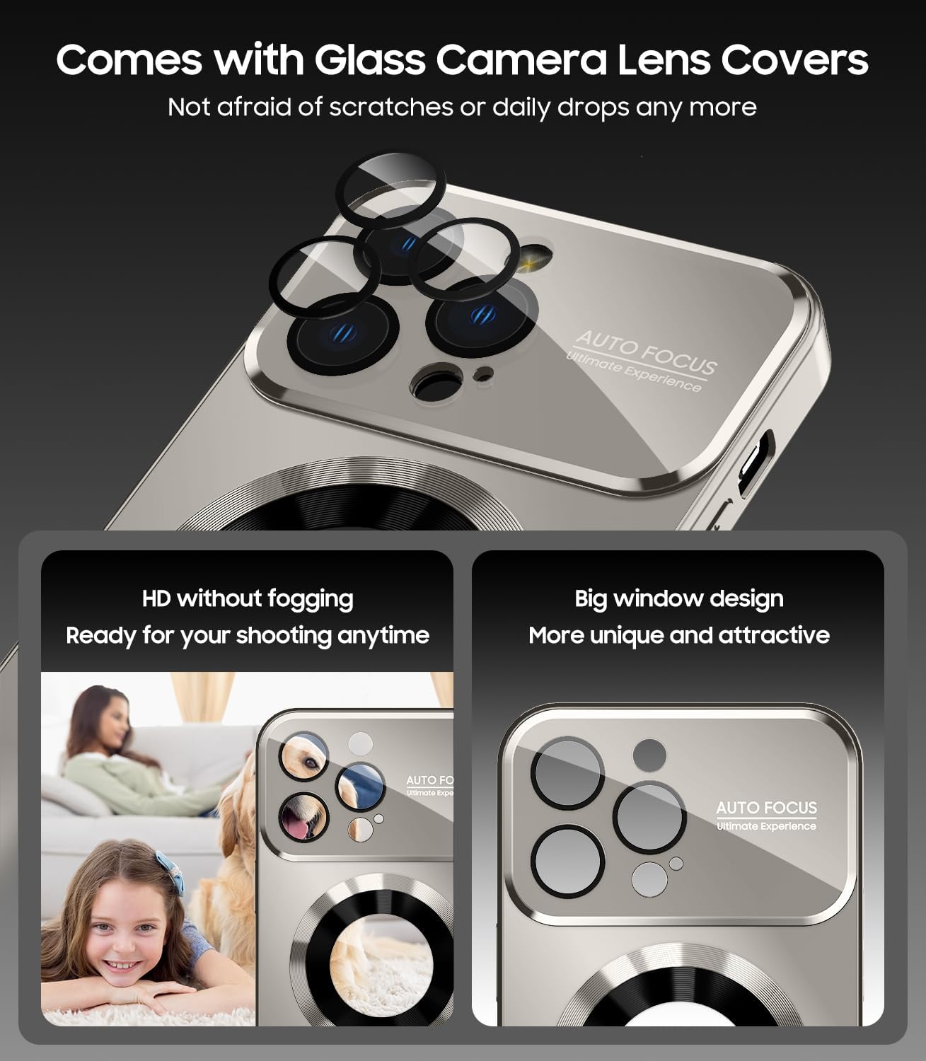 Magnetic for iPhone 12 Pro Max Case, Compatible with MagSafe, Built-in Camera Lens Protector, Logo View, Military Grade Drop Proof Phone Case Cover, Titanium Gray