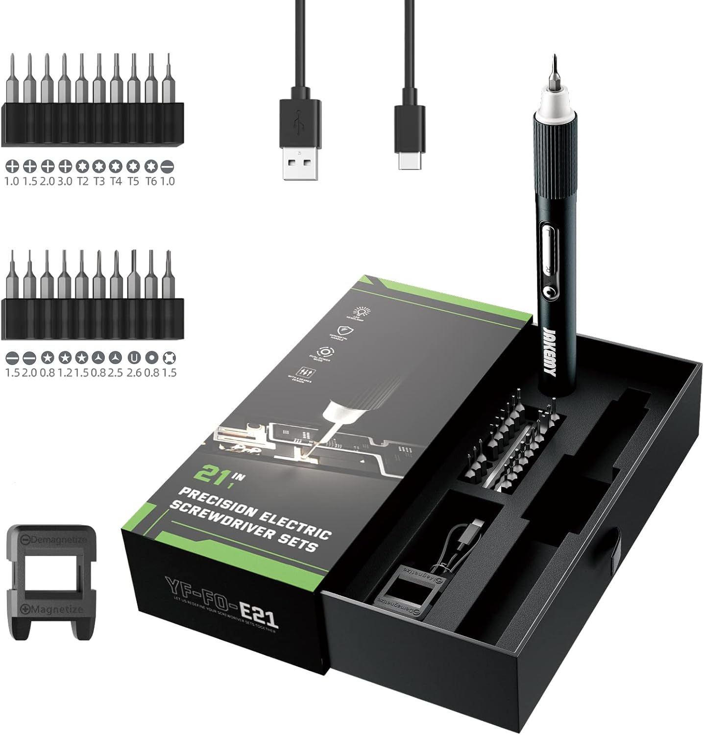 JAKEMY Electric Mini Laptop Screwdriver Repair Tool Kit Cordless Torque Power Gear Adjustable with Light Manual&Automatic Screwdriver Rechargeable for Phone,Consoles,Toys,Ect