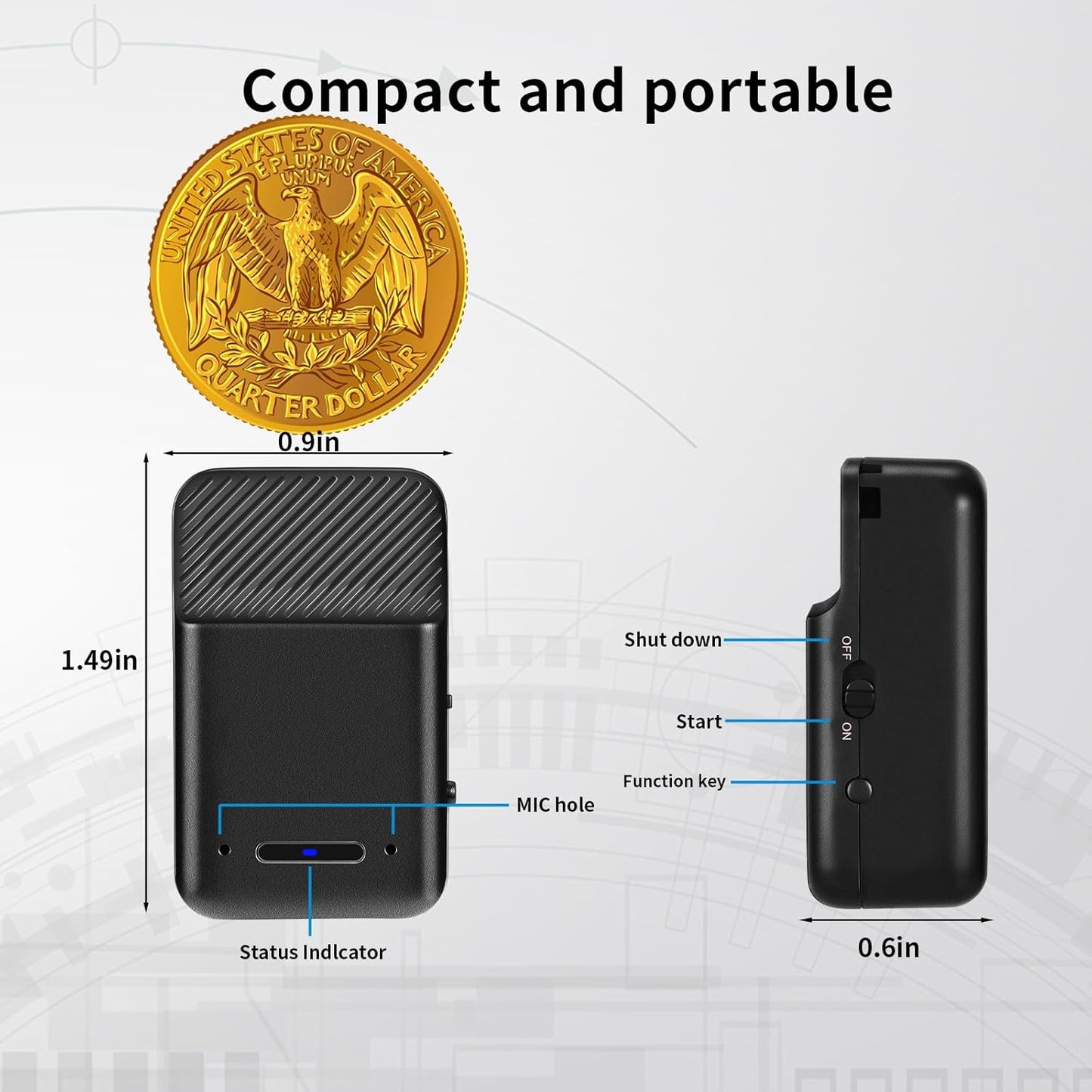 Mini Voice Recorder,64GB Magnetic Voice Activated Recorder with AI Noise Cancellation,72H Battery Life, USB-C Portable Recording Device for Car,Lectures,Meetings,Interviews (2025 Upgrade)