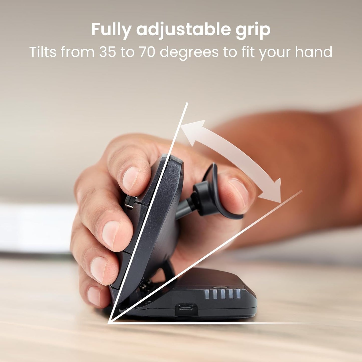Contour Unimouse Ergonomic Vertical Mouse – Adjustable 35°-70° Angle, Customizable Thumb Rest, Rechargeable Battery with Long Life, 6 Programmable Buttons, Ideal for All Day Comfort and Pain Relief 