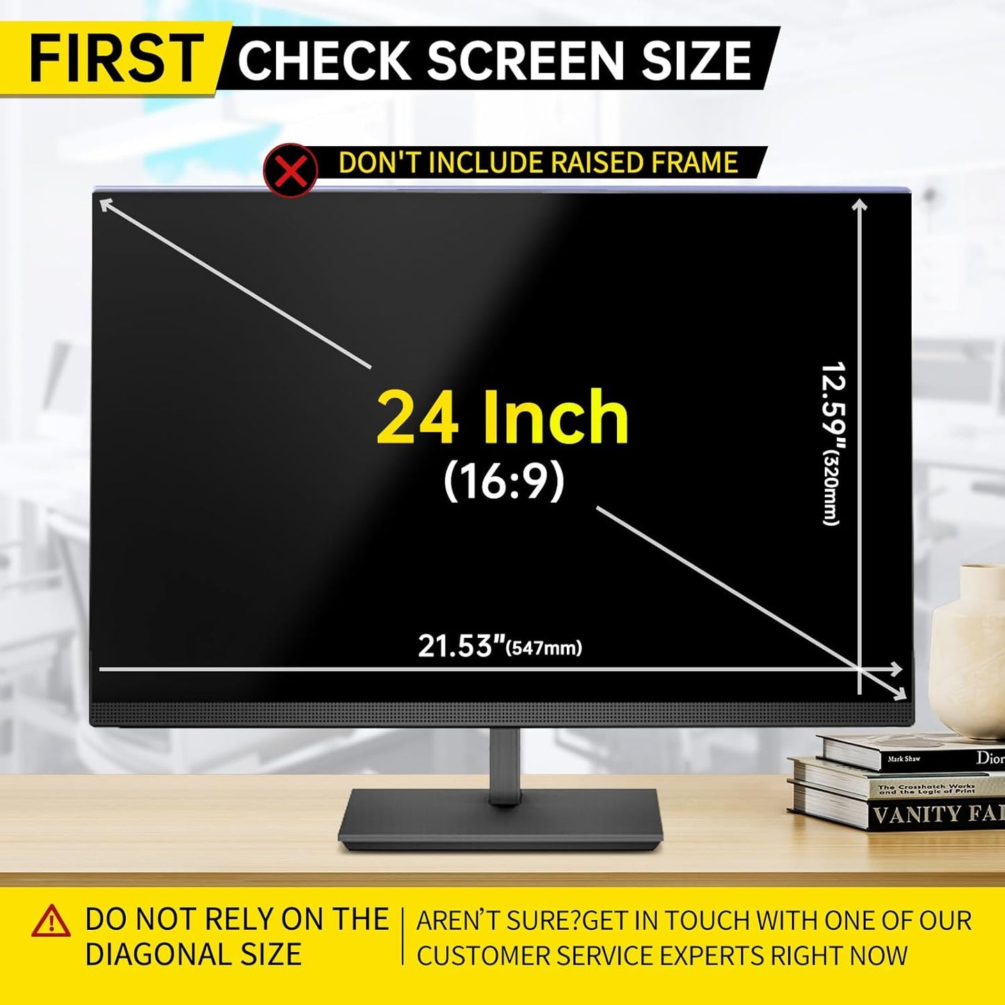[2-Pack 24 Inch Computer Privacy Screen Filter for 16:9 Monitor, Anti-Blue Light, Anti-UV,Blue Light Blocking Removable Privacy Protector Shield Fits 23.6", 23.8", 24" Monitors