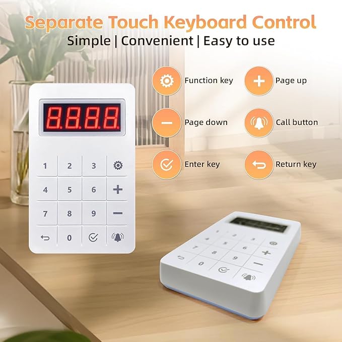 Restaurant Pager System 16 Coaster Pagers and Beepers, Restaurant Beepers Buzzers System with Vibration Flashing Buzzer Queue Wireless Calling System for Food Truck Coffee Shop Church Nursery Bar