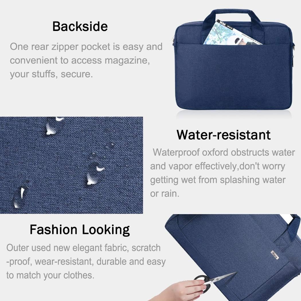 Voova Laptop Bag Case 15 15.6 16 Inch, Computer Sleeve Messenger Bag with Shoulder Strap Expandable Waterproof Business Briefcase for Men Women to Work Travel School, Fit 14-16 Inch Laptop, Blue