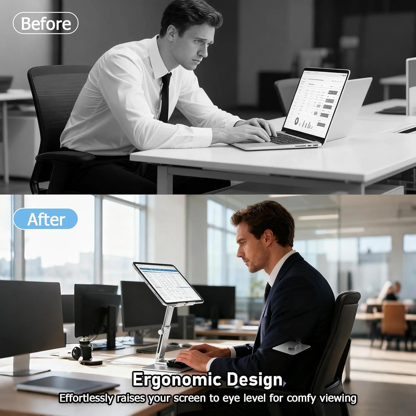 Tablet Stand, Height Adjustable with 360 Rotating Base - Desk Stand Holder, Rotating Display Stand for All 5.8-12.9” iPad Samsung Phone Tablet Kindle E-Reader and More