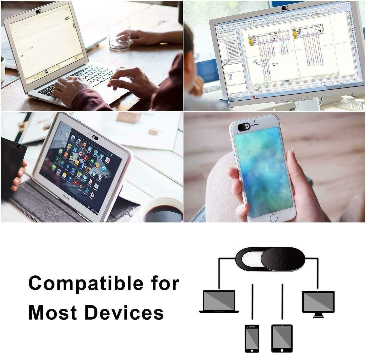 Webcam Cover, 0.03 inch Ultra Thin Laptop Camera Cover Slide for iPhone iPad MacBook Pro Computer iMac Cell Phone PC Accessories Camera Blocker Slider, Great for Privacy