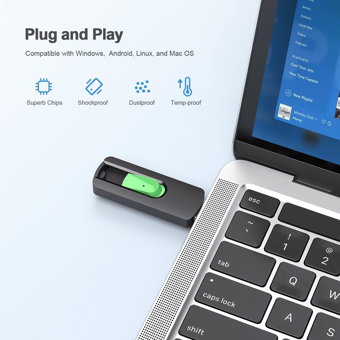 Aiibe 128GB Flash Drive 3.0 2 Pack, Upgraded 130MB/s USB 3.0 Flash Drive High Speed USB Drive Thumb Drive Retractable Memory Stick Jump Drives 128GB Zip Drive for PC Laptop, Green