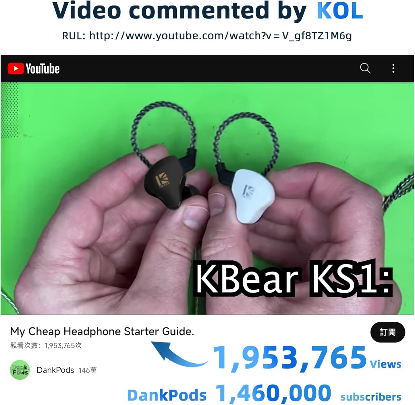 YINYOO KBEAR KS1 in Ear Monitor Bass Earbuds Wired Earbuds,Clear Sound Stereo Headphones, Vocals Forwards High Resolution Noise Canceling HiFi Earphones, Detachable Cable for Singers