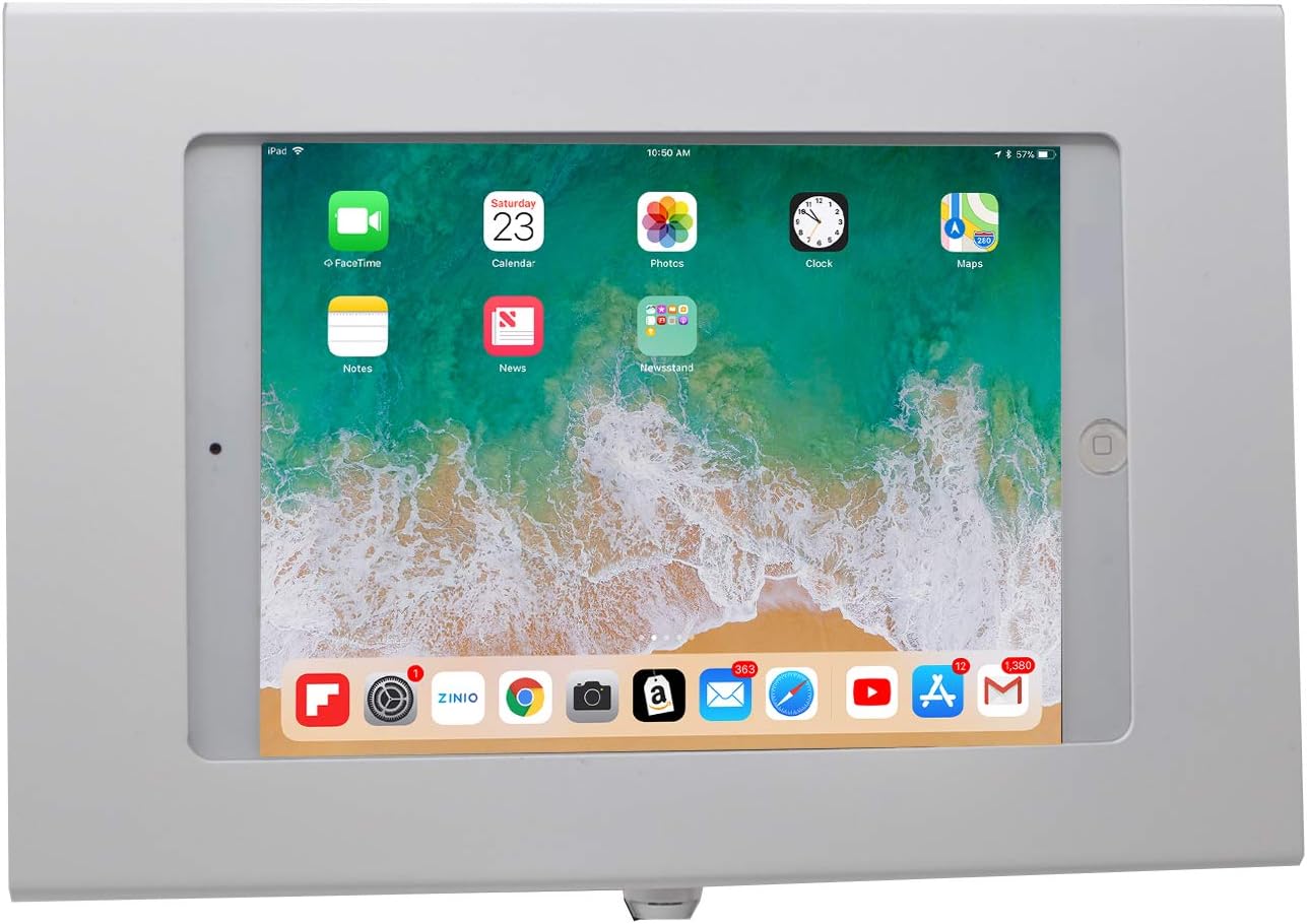 TABcare Locking Security Metal Case for iPad Mini Used as Kiosk, POS, Store, Show Display (White, iPad Mini 1/2/3)